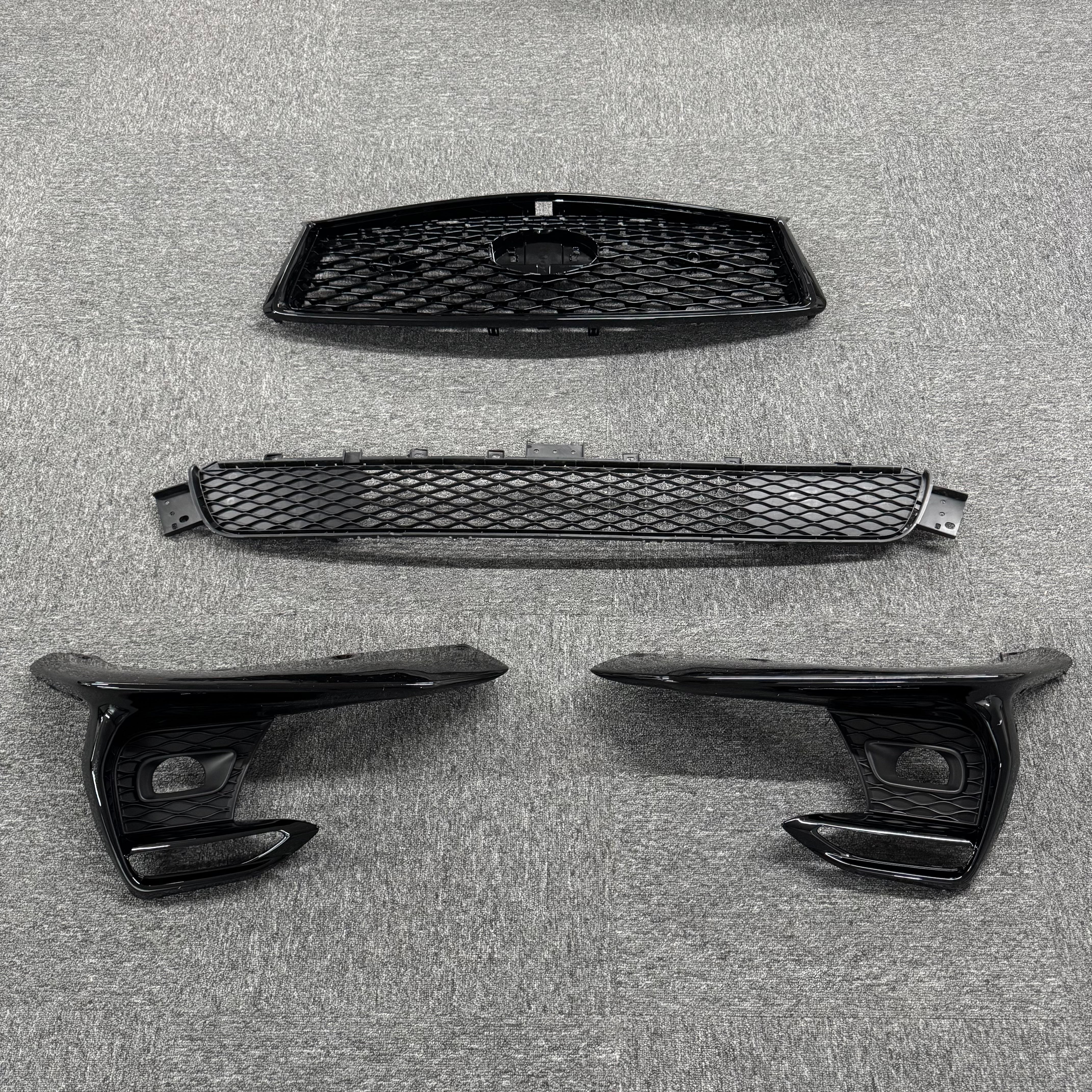 For 2018-2024 Infiniti Q50 Sport Front Upper Lower Grille Fog Light Bezels Cover