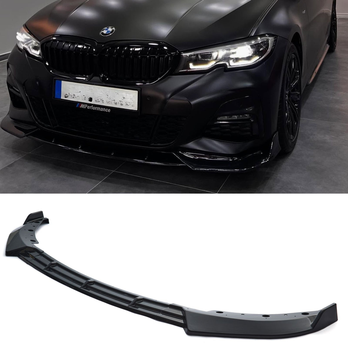 BMW 3 Series G20 Saloon Front Splitter Gloss Black AC Style – Carbon Accents