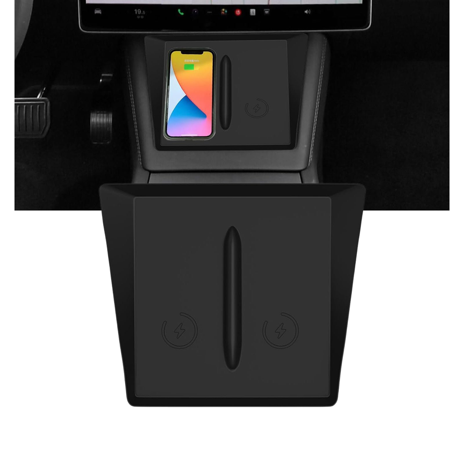 For 2025 Tesla Model Y Center Console Wireless Charging Silicone Mat