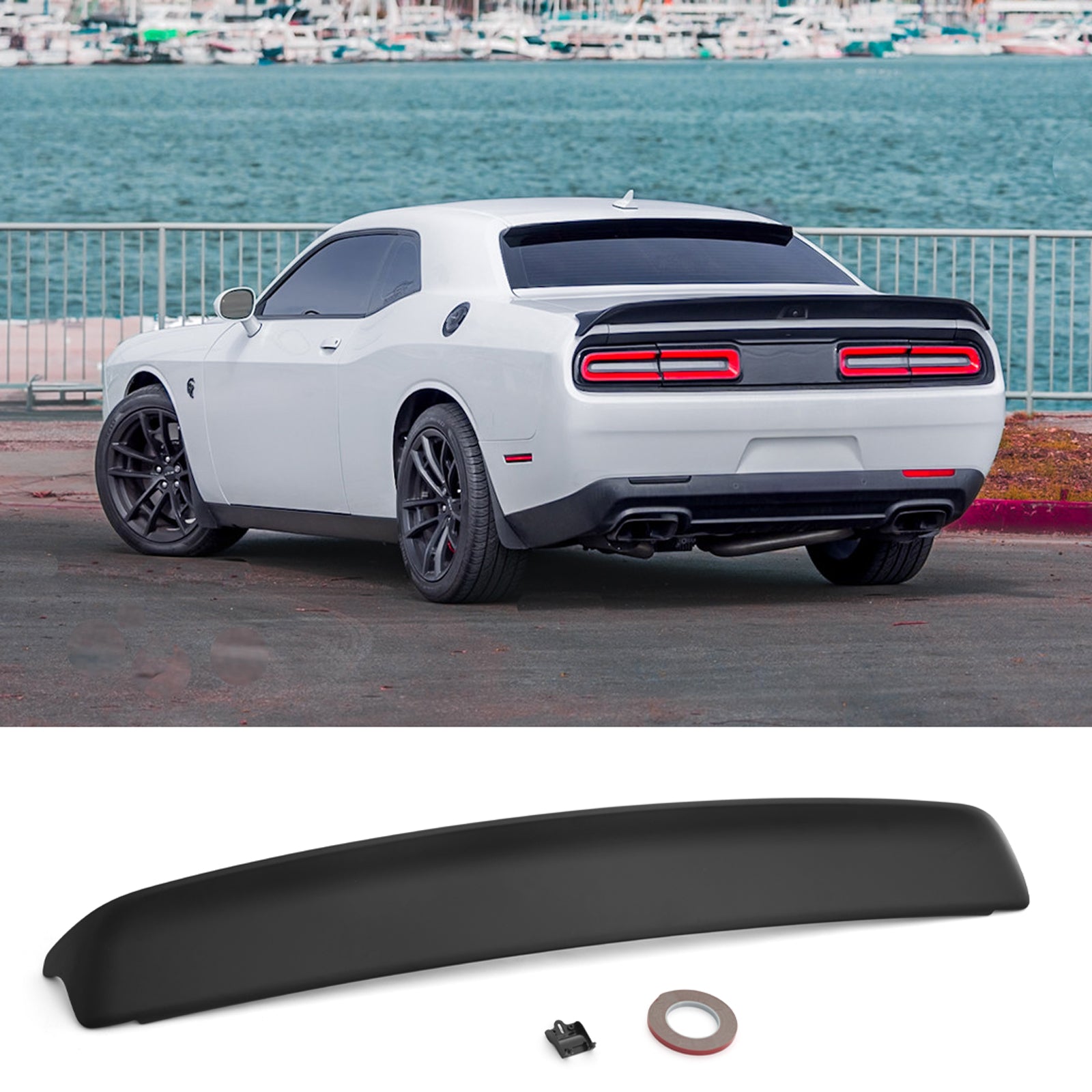 For 2008-2023 Dodge Challenger W/ Camera Cover Trunk Spoiler