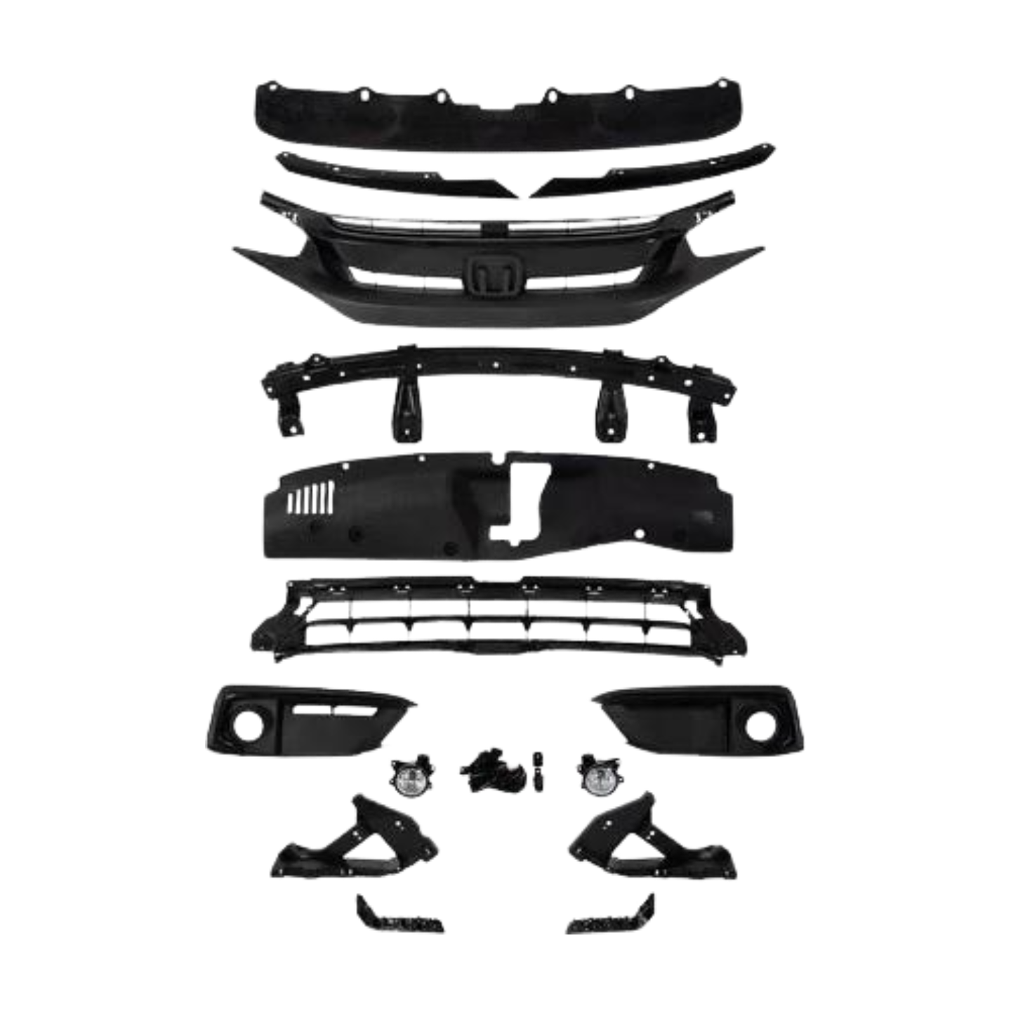 For 2019-2021 Honda Civic Front Bumper Grille Fog lights Brackets Radiator Cover Kit