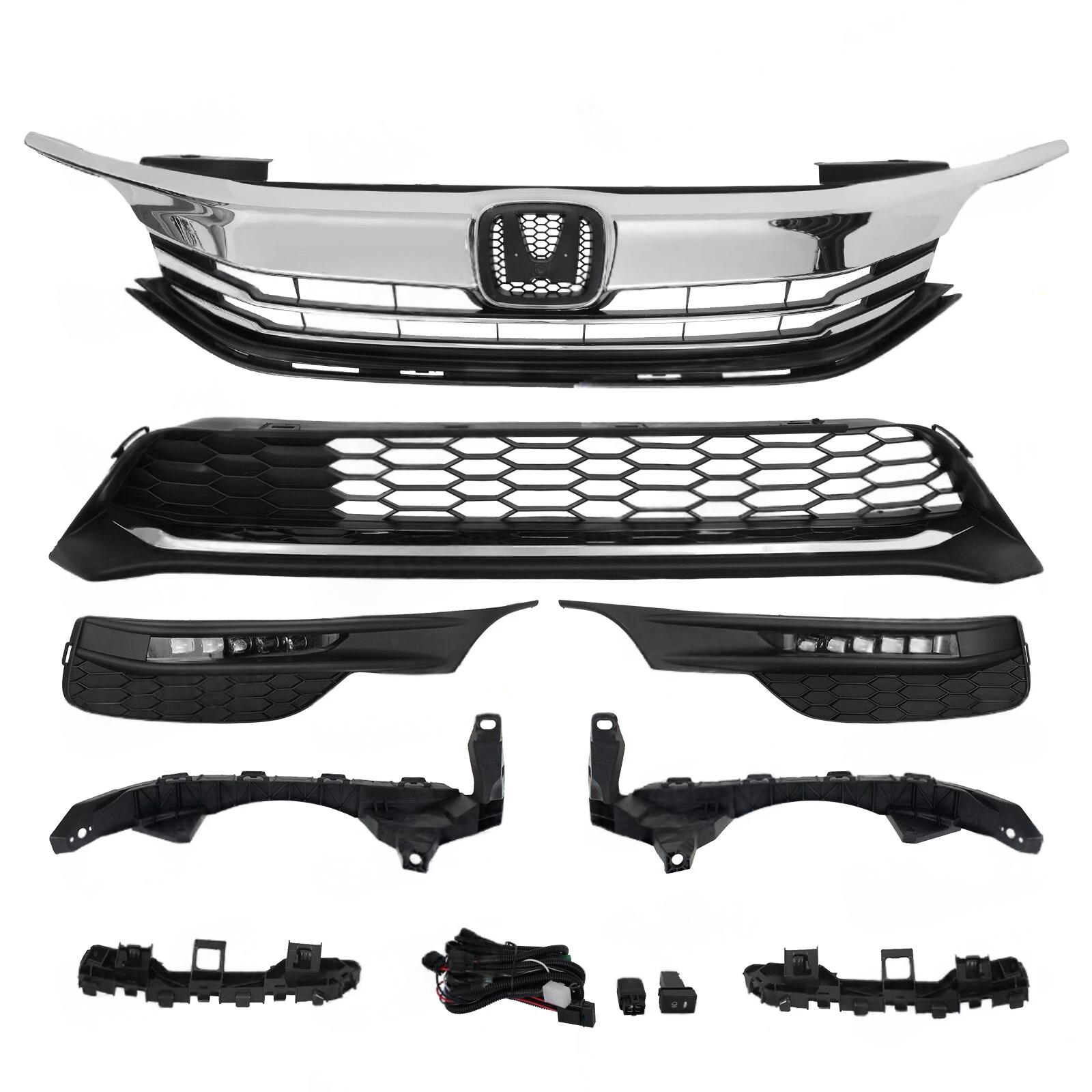 For 2016 2017 Honda Accord Sedan Front Bumper Grille LED Fog Light Bracket Set