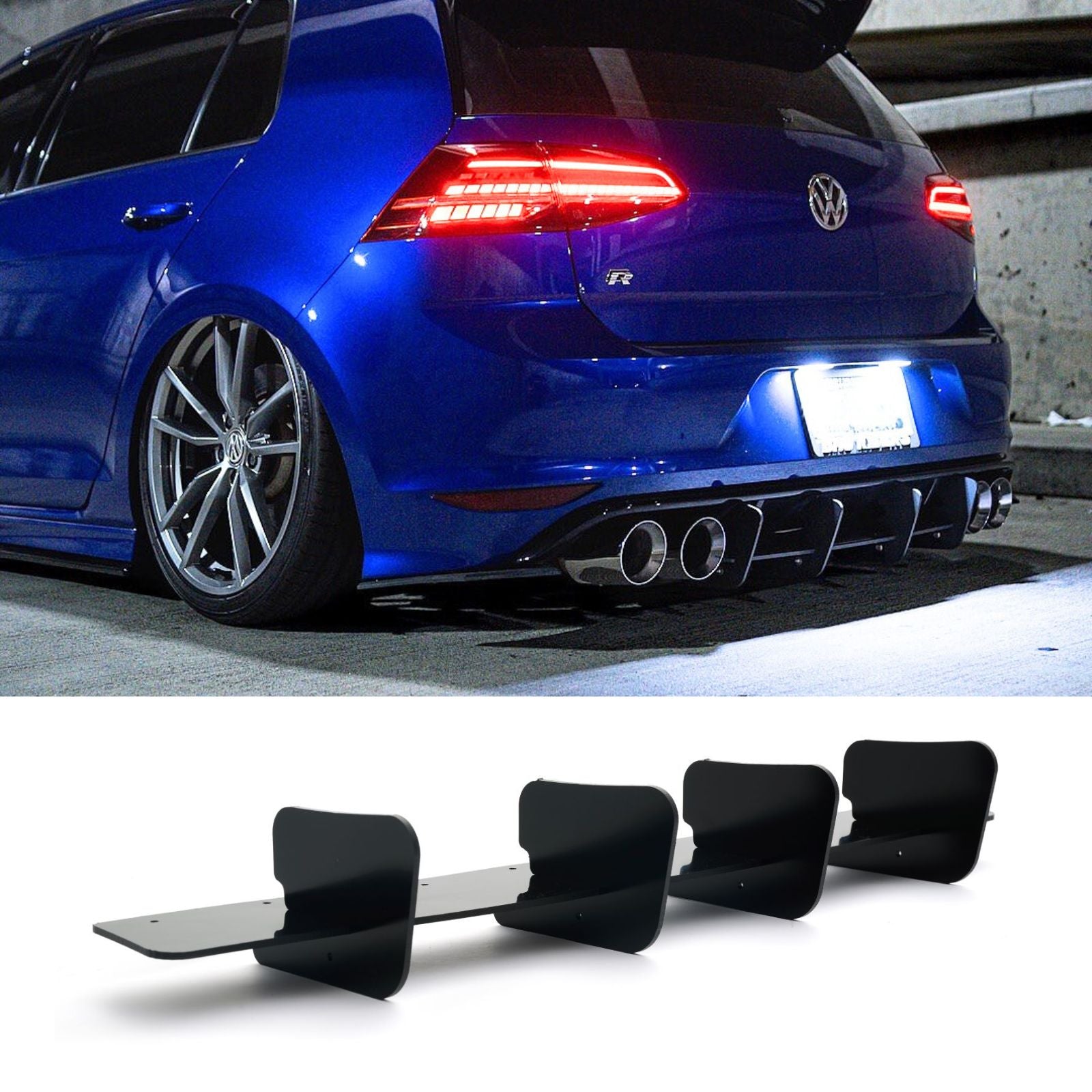For Golf7.5 MK7.5 GTI Rear Bumper Diffuser Lip 4 Shark Fins Spoiler Splitter