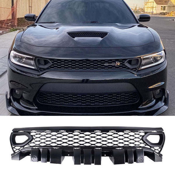 Front Mesh Grille W/ Air Duct For 2015-2023 Dodge Charger RT Scat Pack SRT Style