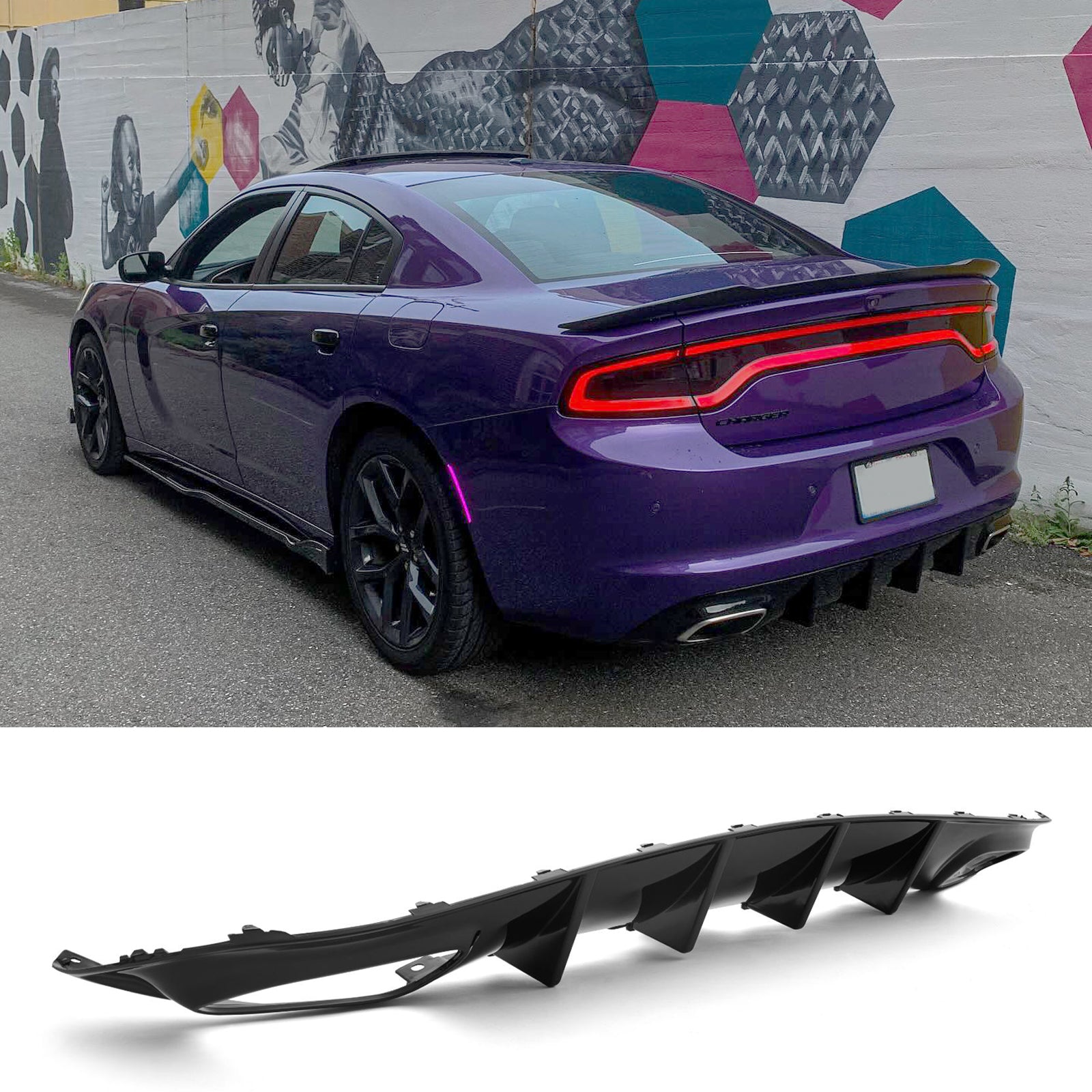 For 2015-2023 Dodge Charger SXT SE Shark Fin Rear Bumper Diffuser