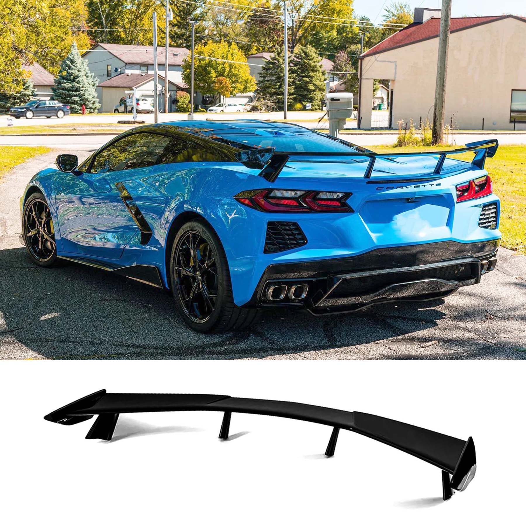 Rear High Wing Spoiler For Chevrolet Corvette C8 2020-2025