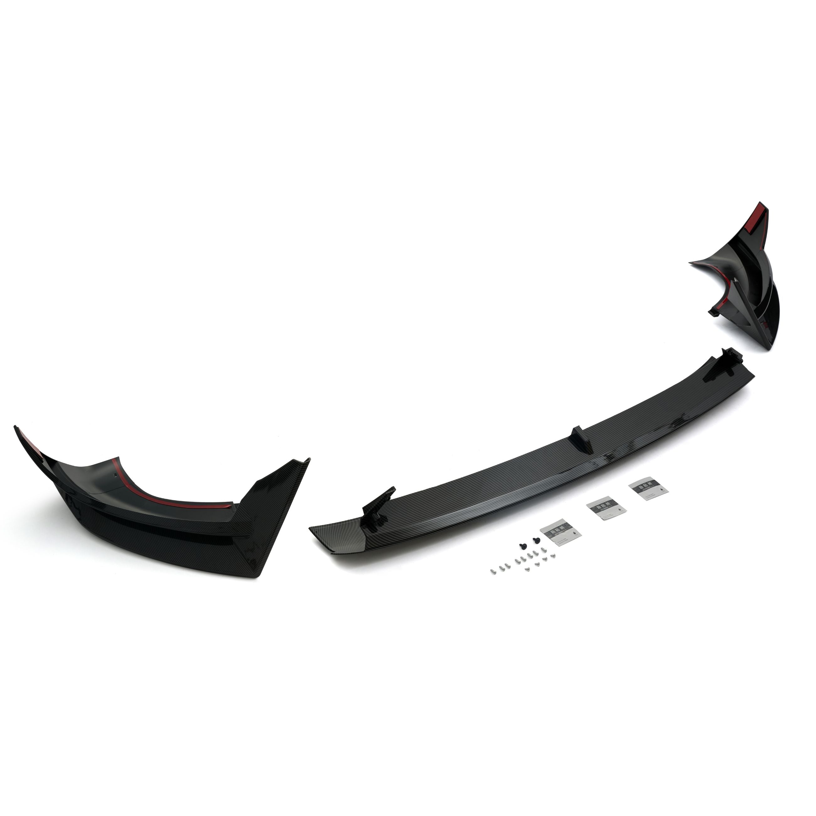 For Tesla Model Y 2025+ ABS Carbon Style Front Bumper Lip Spoiler Splitter 3PCS