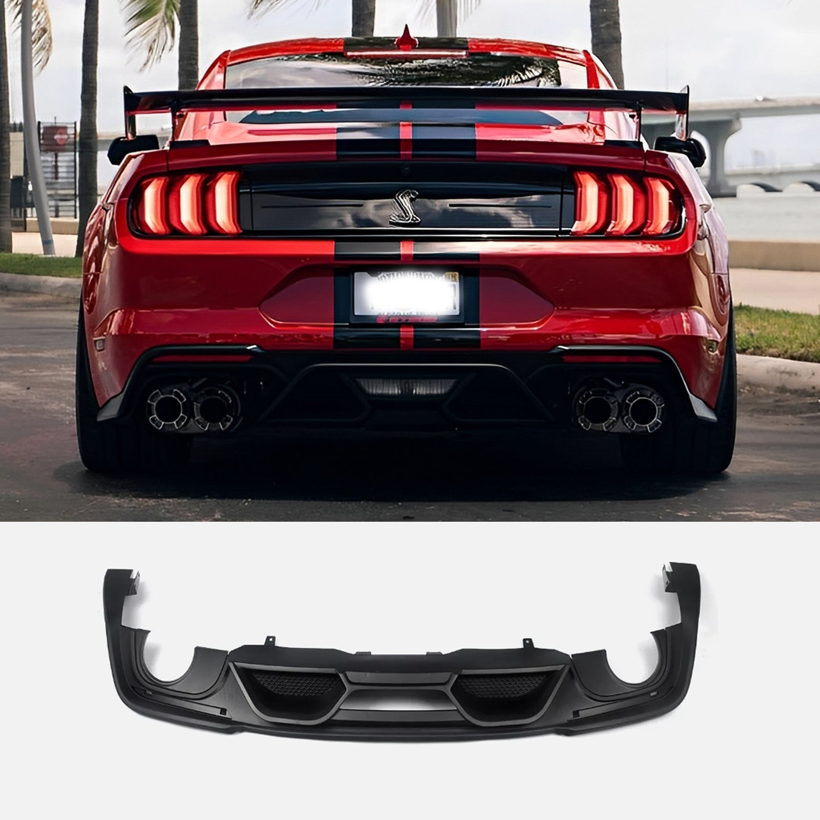 For 18-22 Ford Mustang GT500 Style Rear Bumper Lip Diffuser