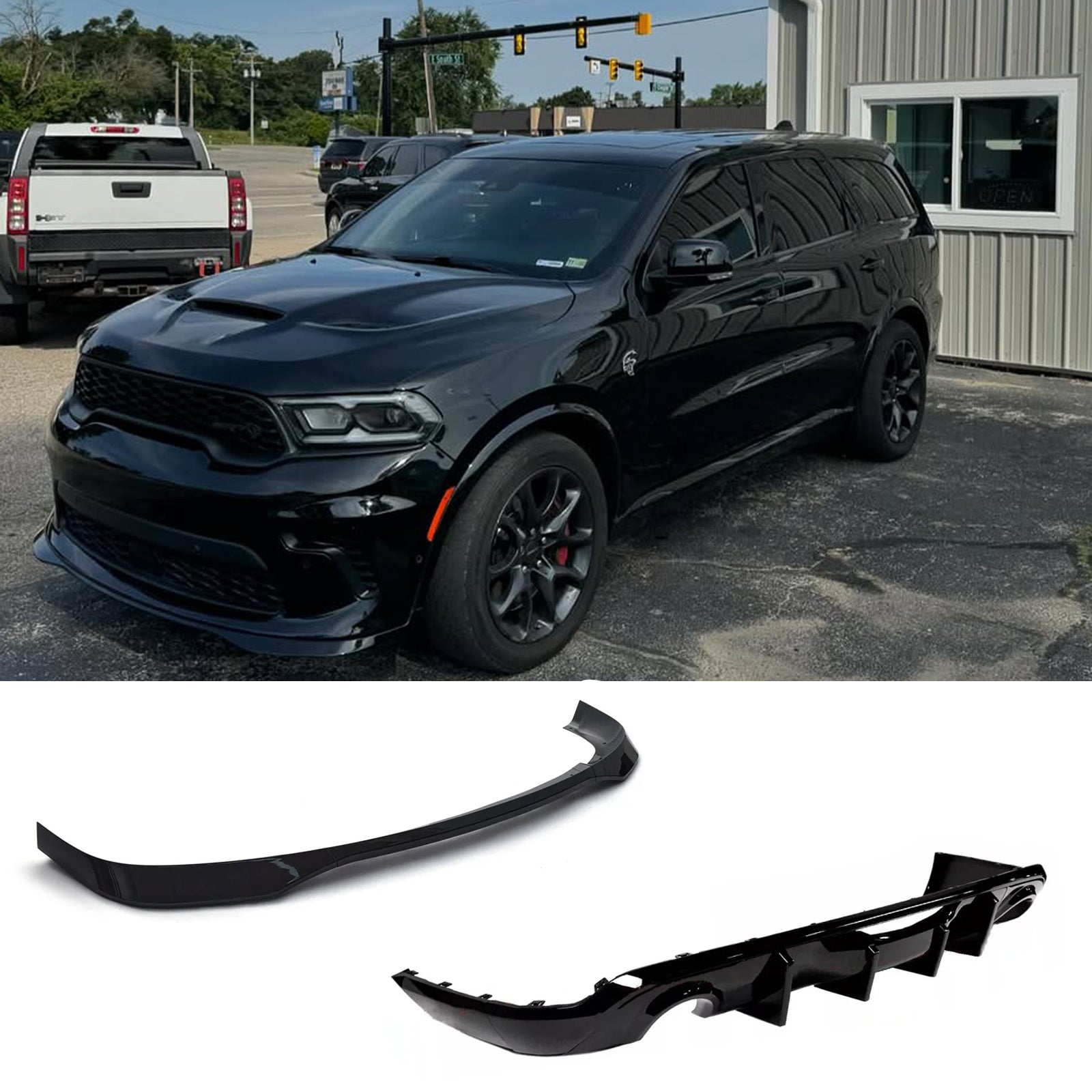 For 21-25 Dodge Durango Front Bumper Lip & Rear Diffuser