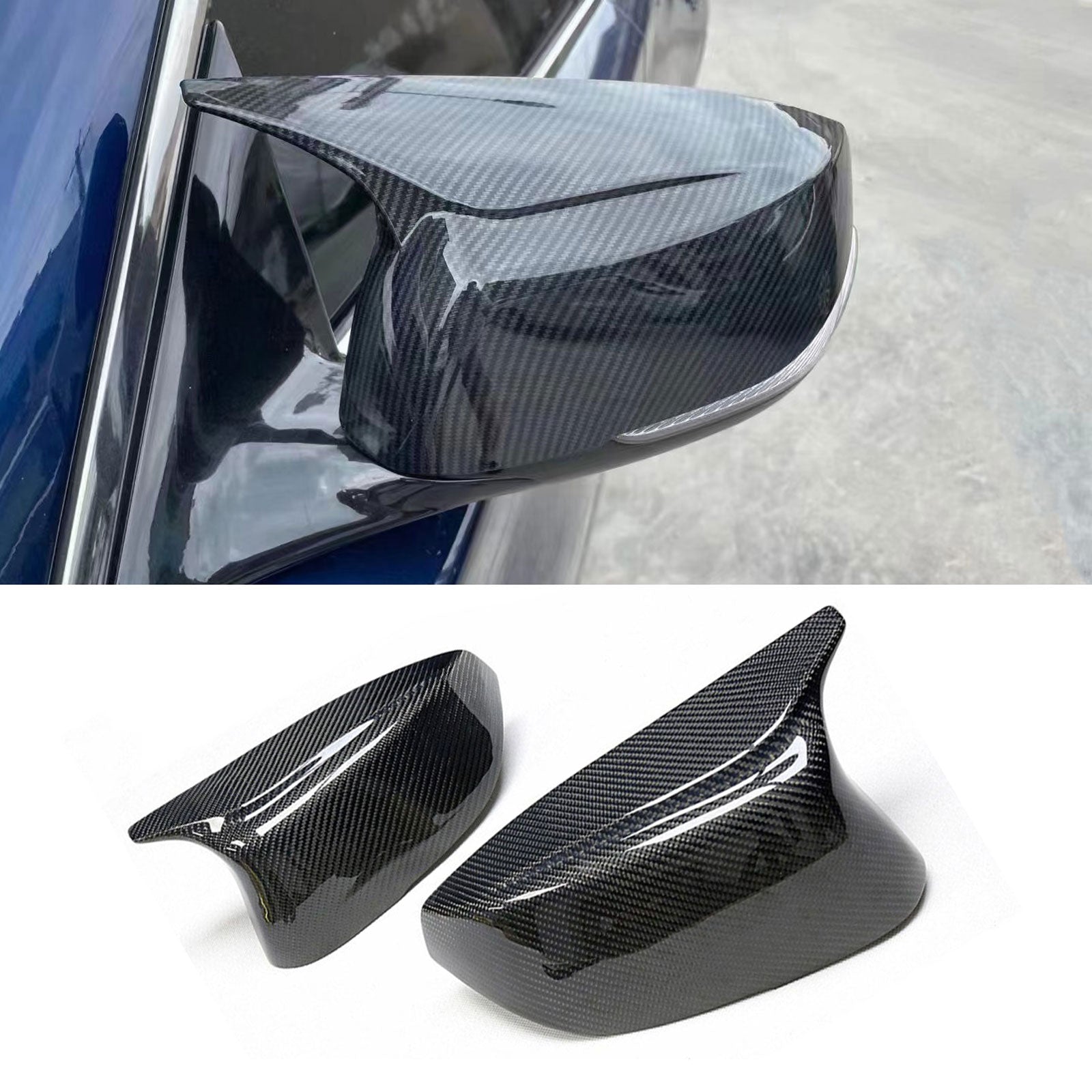 Cow Horn Rearview Mirror Cover For Infiniti Q50 Q60 2014-2024