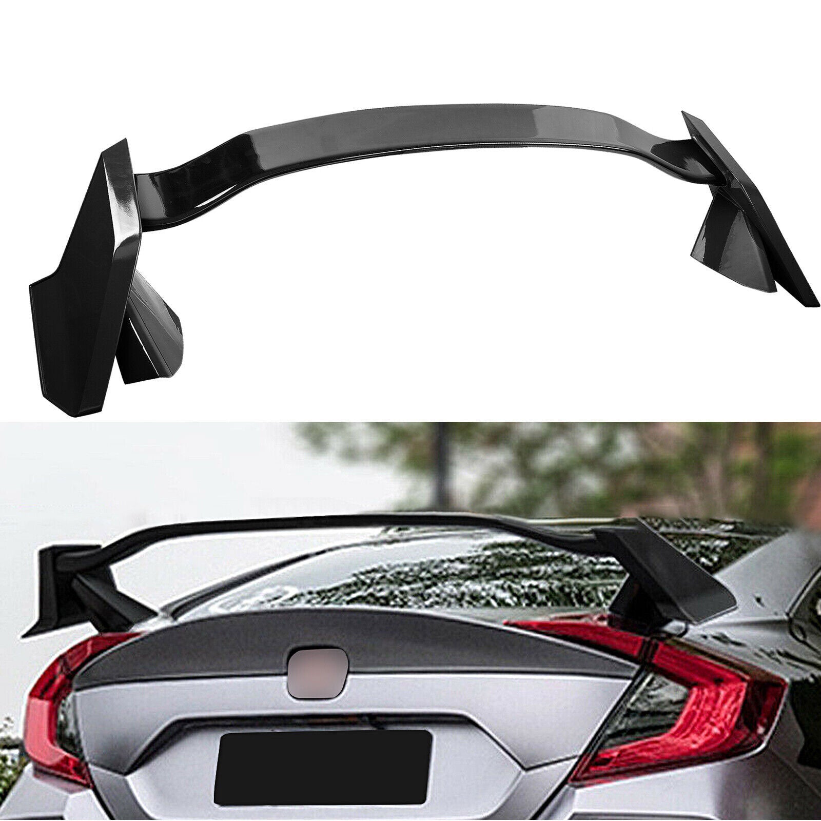 For 16-21 Honda Civic 4DR Sedan Gloss Black Type R Style Rear Trunk Spoiler Wing