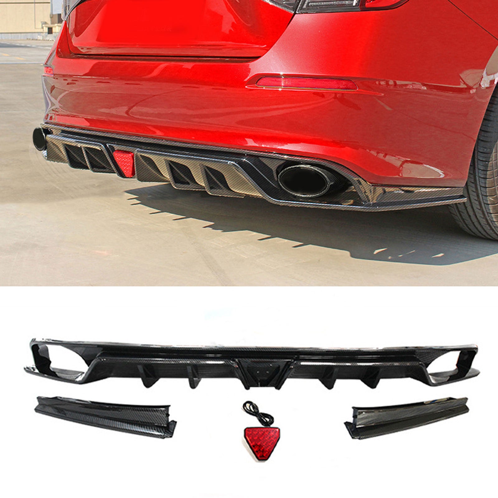 Rear Diffuser For 22-25 Honda Civic Sedan LED