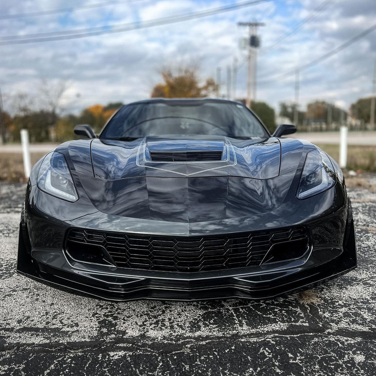 Front Bumper Lip Splitter For Chevrolet Corvette C7 2014-2019 Stingray Stage 3