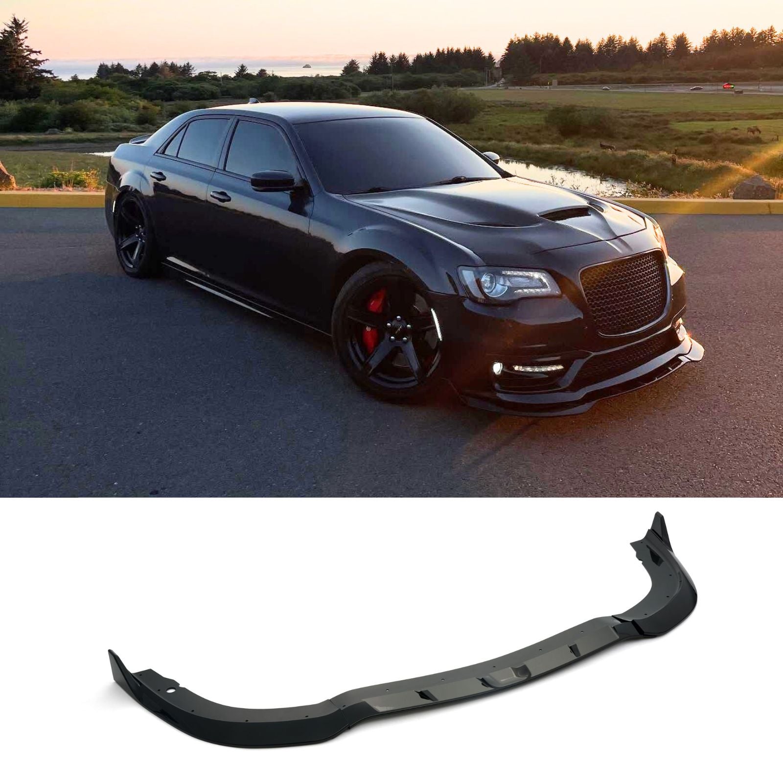 For 2015-2023 Chrysler 300 C S SRT Front Bumper Lip Splitter V3 Kit