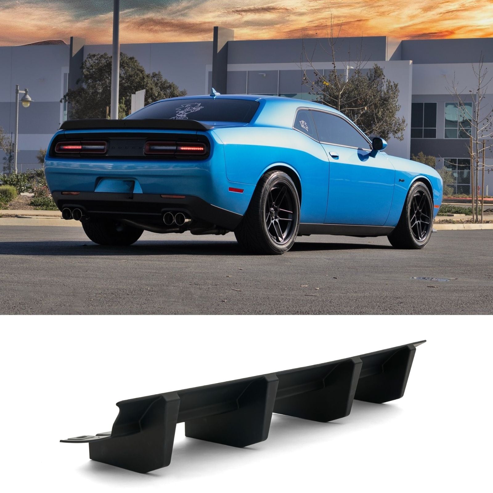 For 2015-2023 Dodge Challenger Shark Fin Spoiler Splitter Rear Bumper Lip Diffuser