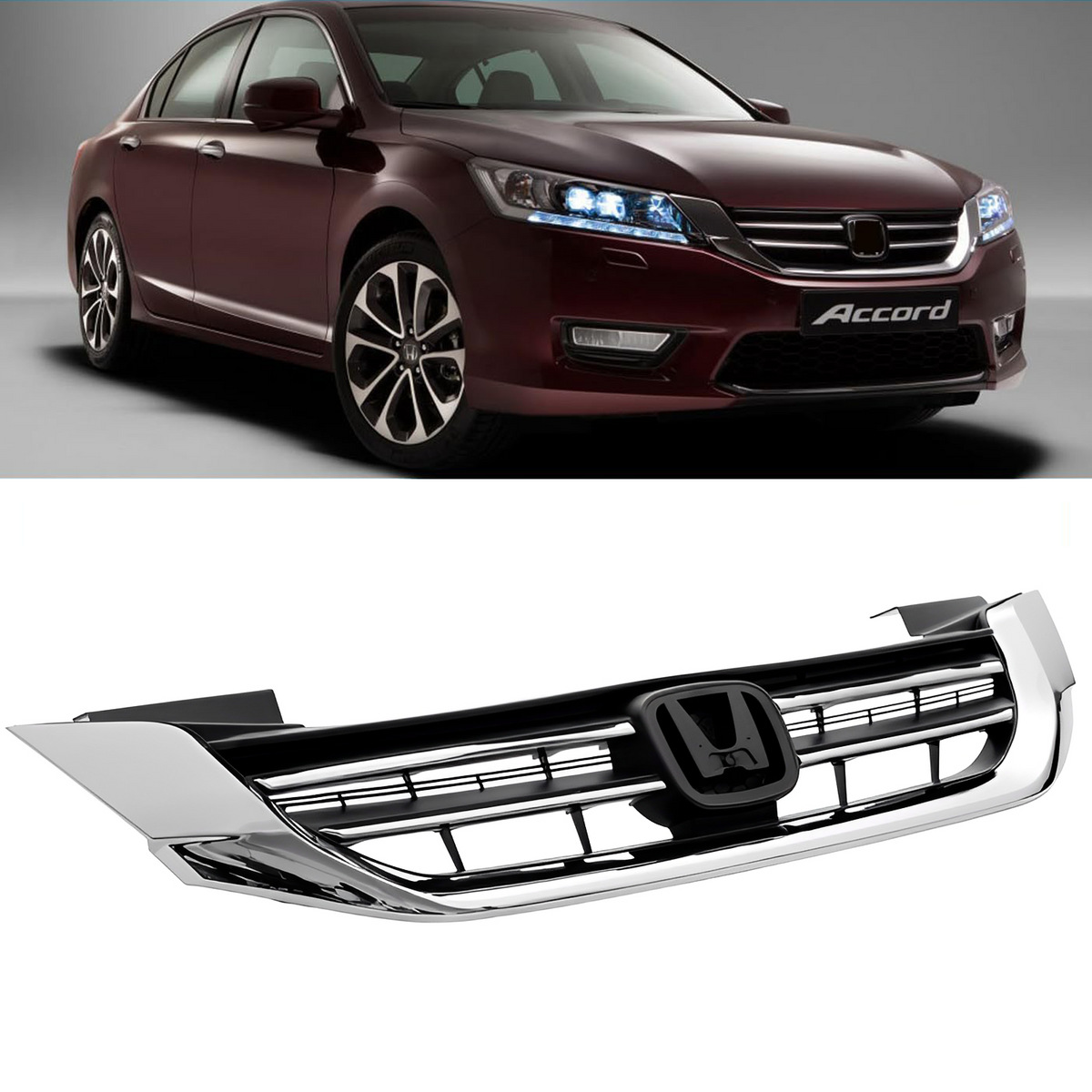 For 2013-2015 Honda Accord Front Bumper Radiator Upper Chrome Grill
