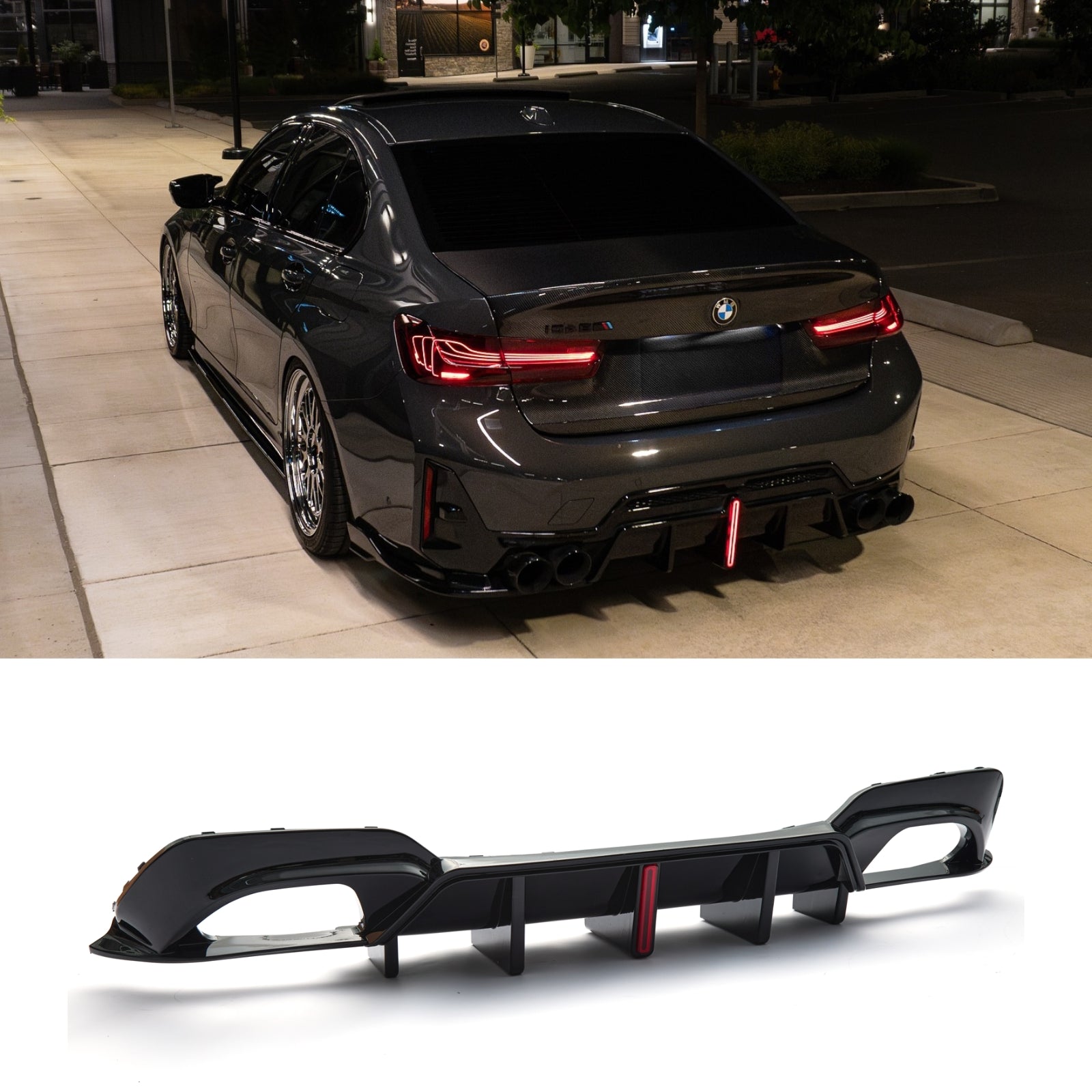 For 2019-2022 BMW 3 Series 330i M340i G20 M Sport Rear Diffuser LED