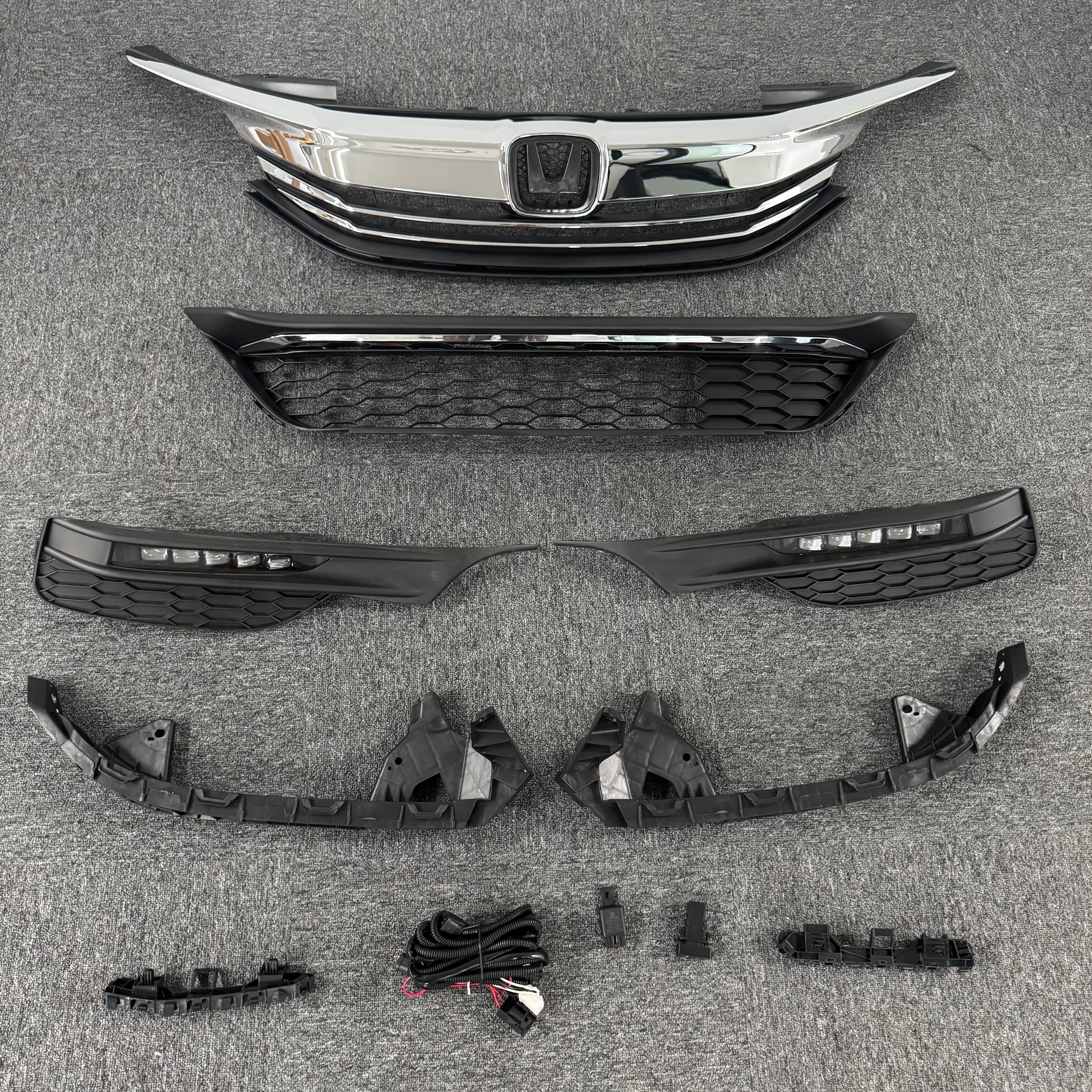 For 2016 2017 Honda Accord Sedan Front Bumper Grille LED Fog Light Bracket Set