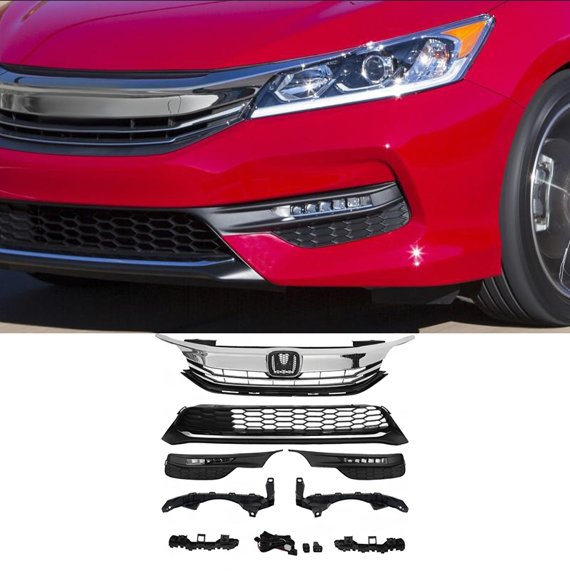 For 2016 2017 Honda Accord Sedan Front Bumper Grille LED Fog Light Bracket Set