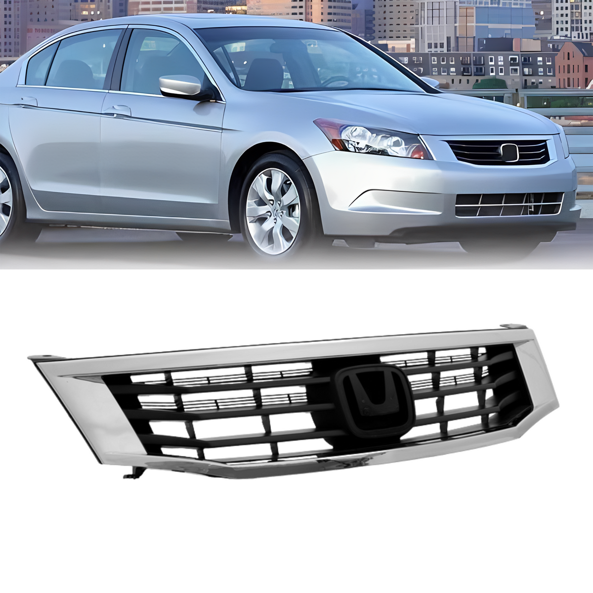 For 2008-2010 Honda Accord Front Upper Bumper Grille Chrome Grill