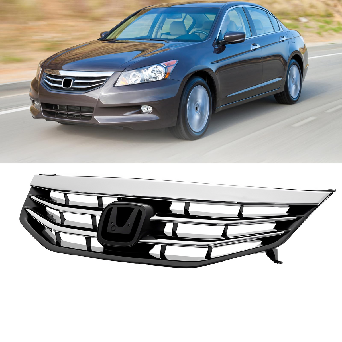 For 2011-2012 Honda Accord Front Bumper Grille Chrome Hood Grill