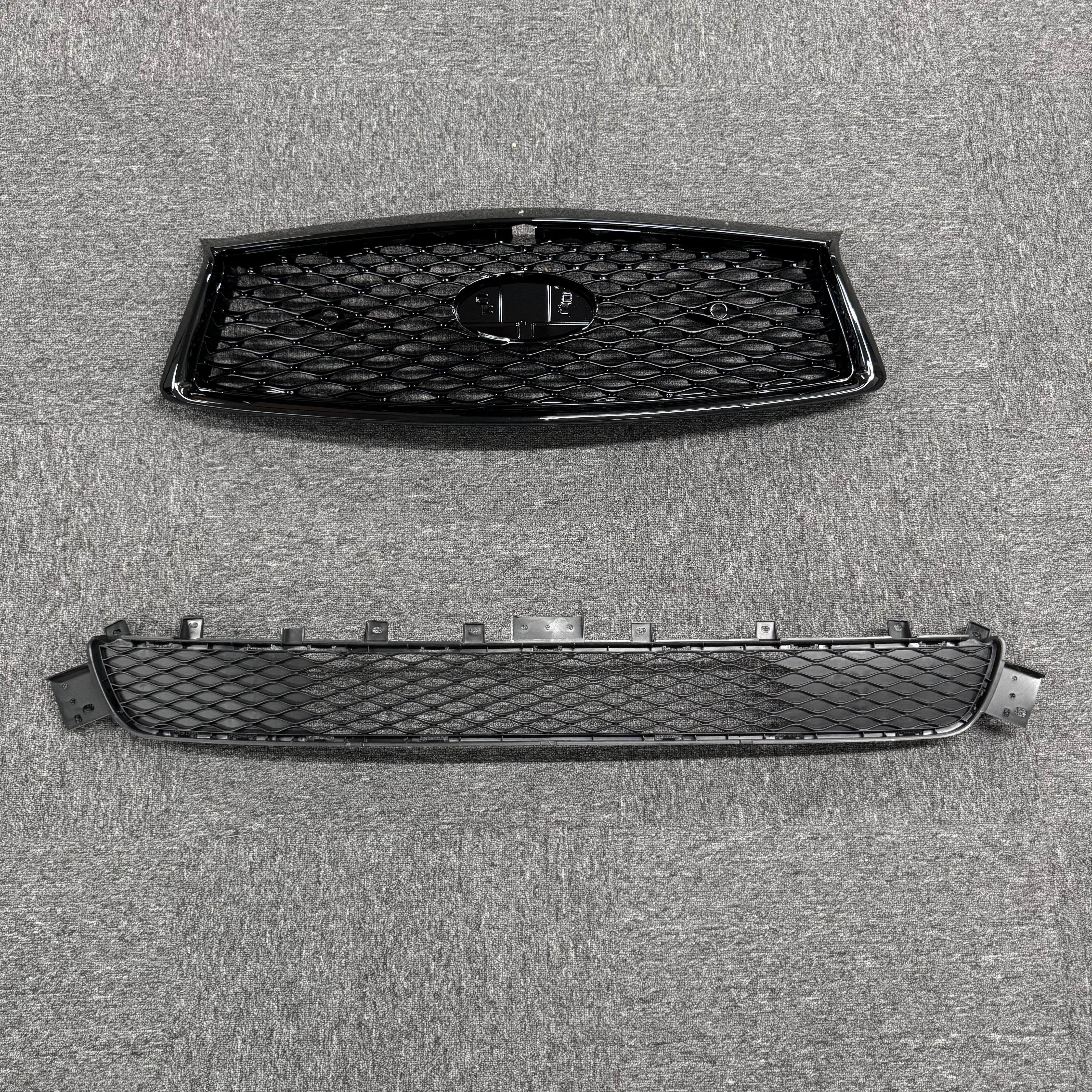 For 2018-2024 Infiniti Q50 Sport Front Upper Lower Grille Fog Light Bezels Cover