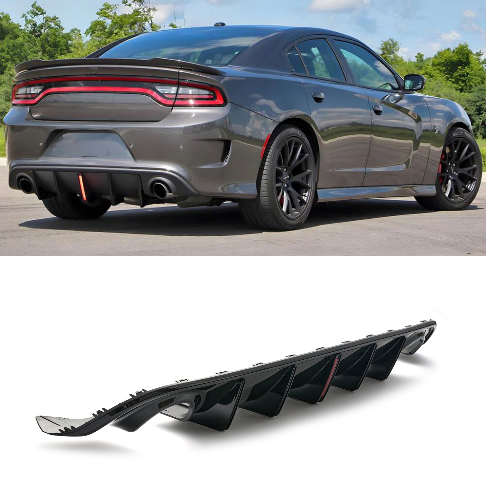 For 2015-2023 Dodge Charger SRT GT Rear Diffuser With LED Light