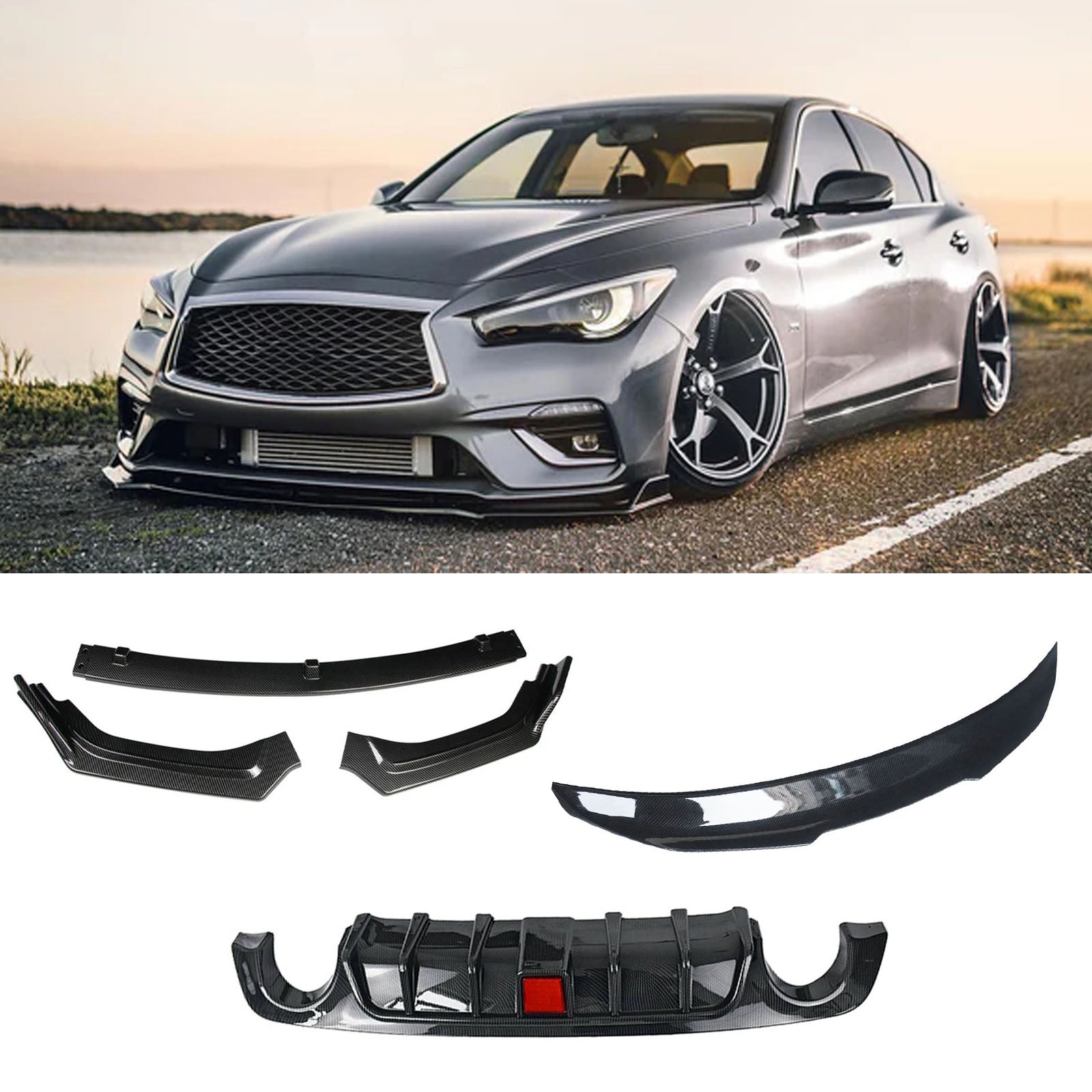 For Infiniti Q50 2018-2024 Base Luxe Full Body Kits