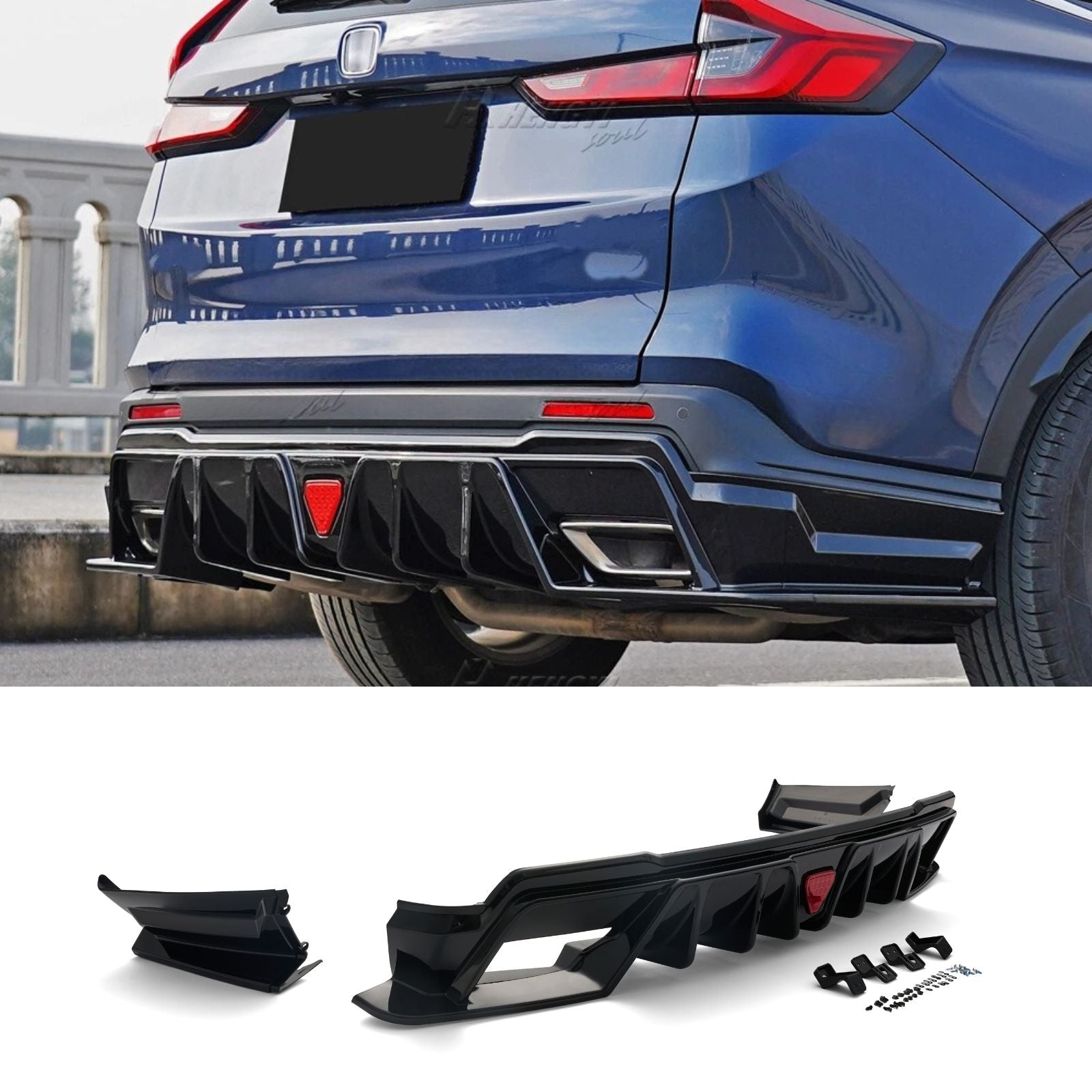 For 2023-2025 Honda CR-V CRV LED Rear Bumper Diffuser Lip Spoiler