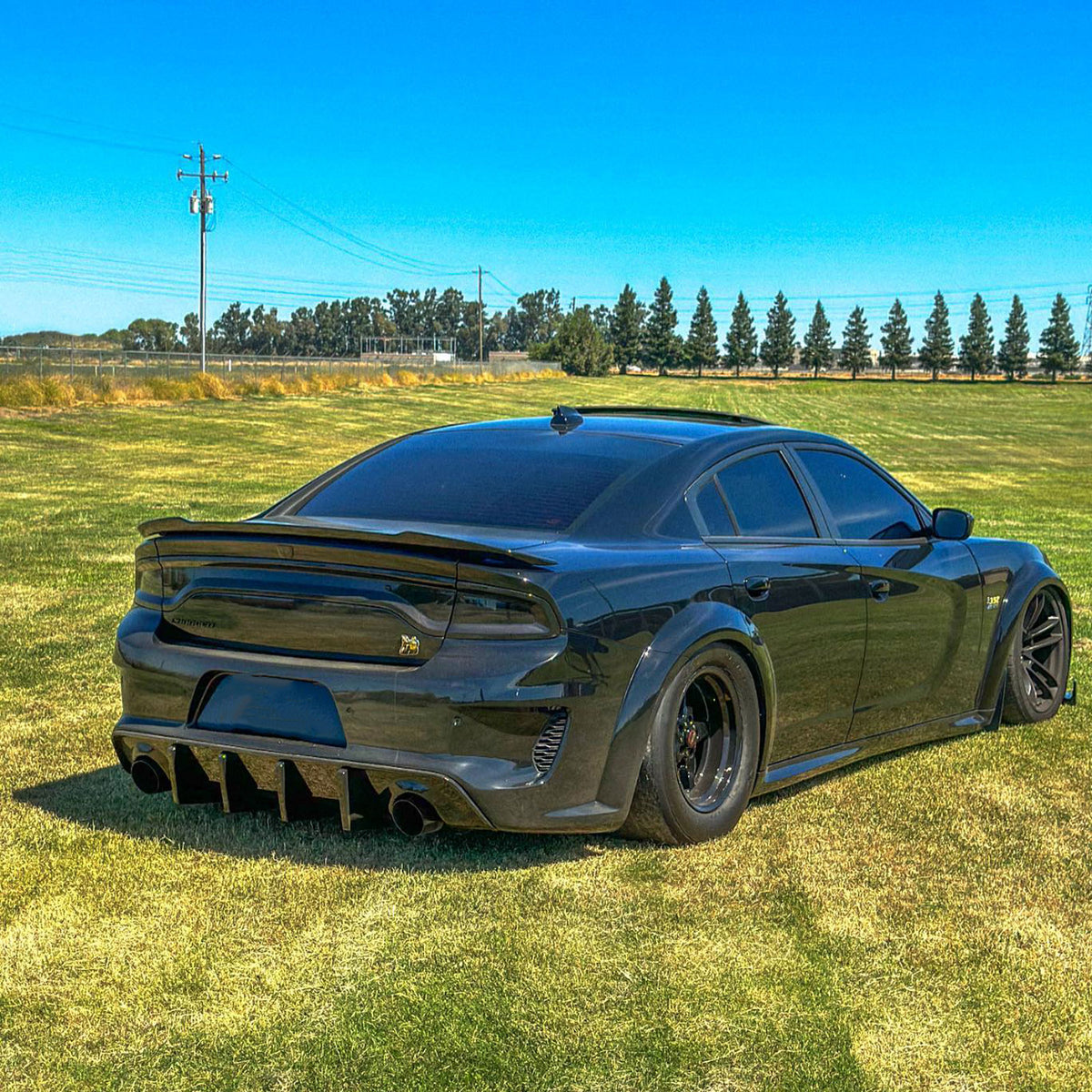 Matte Black Shark Fin Rear Bumper Diffuser For 2015-2023 Dodge Charger SXT/R/T