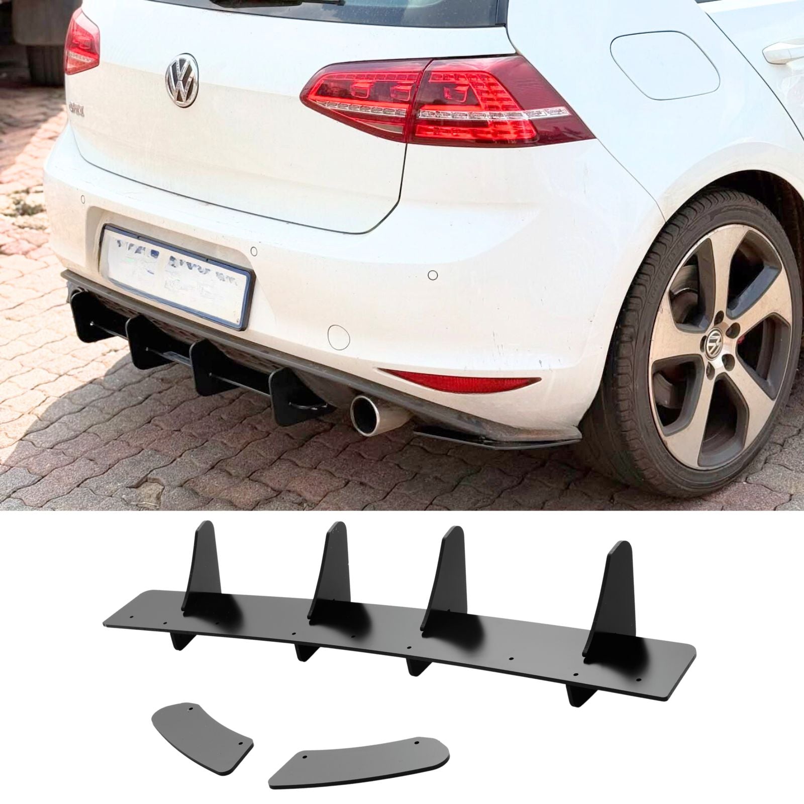 For 2014-2017 Volkswagen VW Golf 7 MK7 GTI Rear Bumper Lip Diffuser Spoiler Splitter