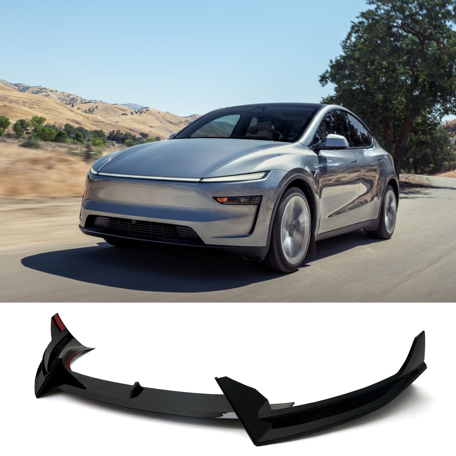 For Tesla Model Y 2025+ ABS Carbon Style Front Bumper Lip Spoiler Splitter 3PCS