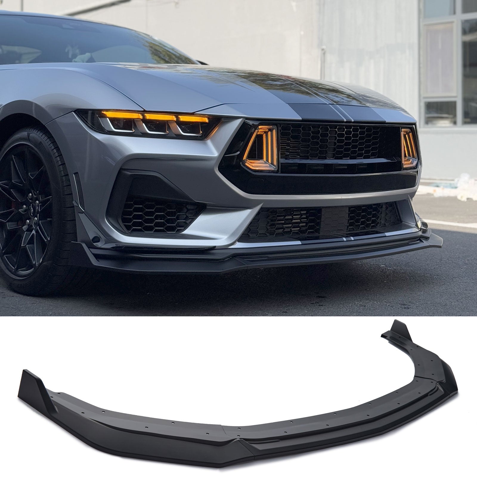 Front Bumper Lip Splitter For 24-25 Ford Mustang 3PCS EcoBoost GT