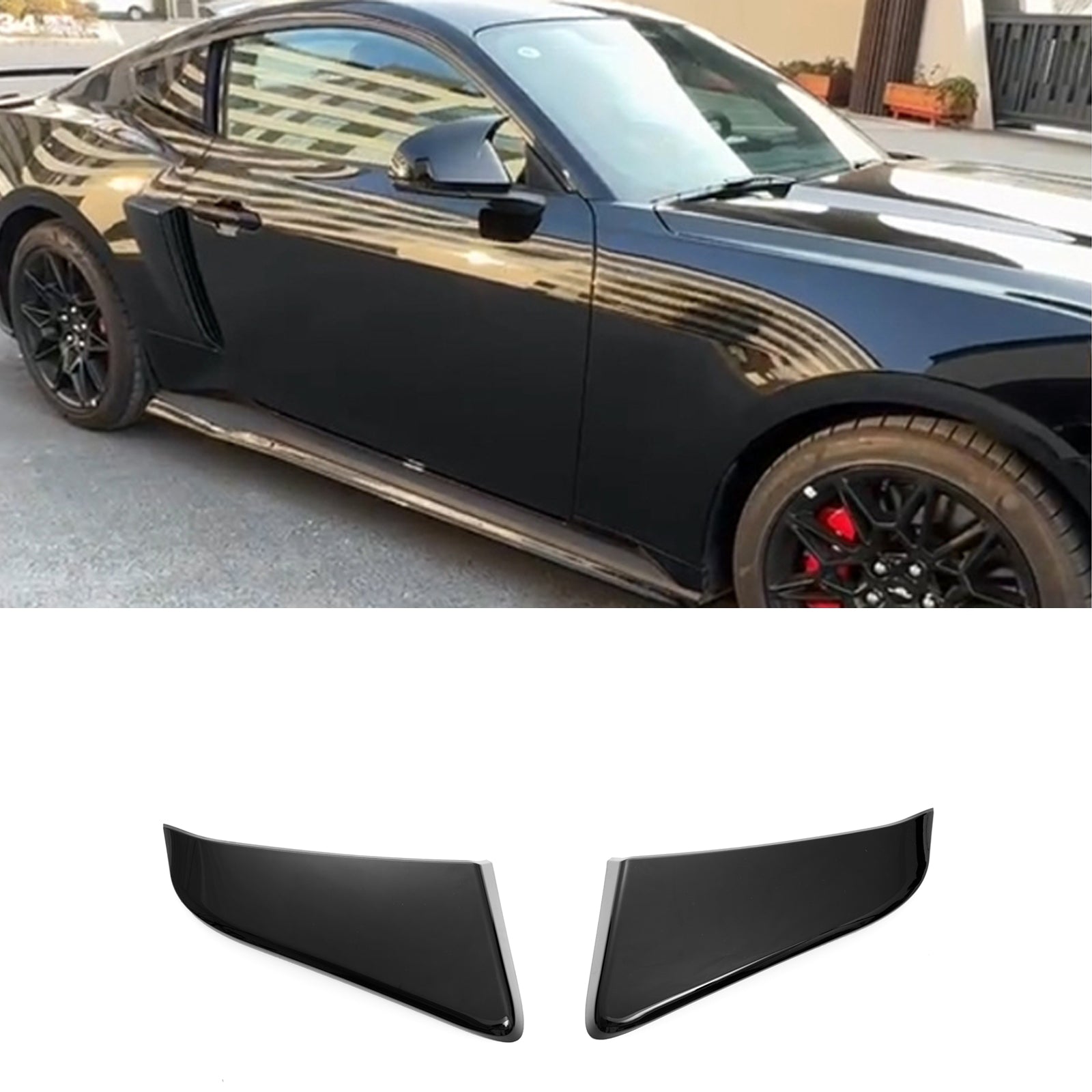 For 24+ Mustang S650  Air Flow Intake Grille Side Cover Sticker#color_Gross Black