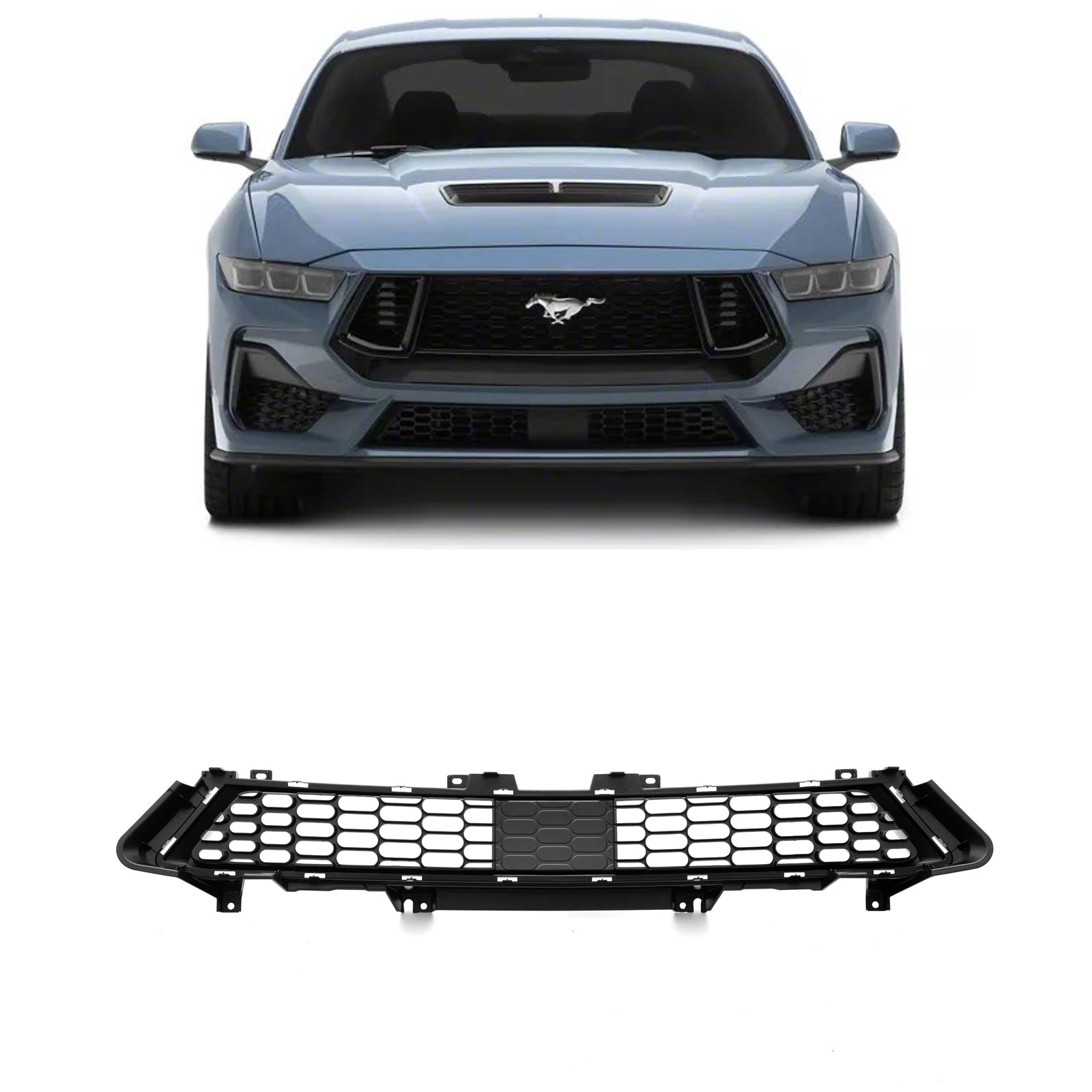 For Ford Mustang S650 GT 2024+ RTR Style Front Bumper Lower Grille Mesh#color_Gross Black