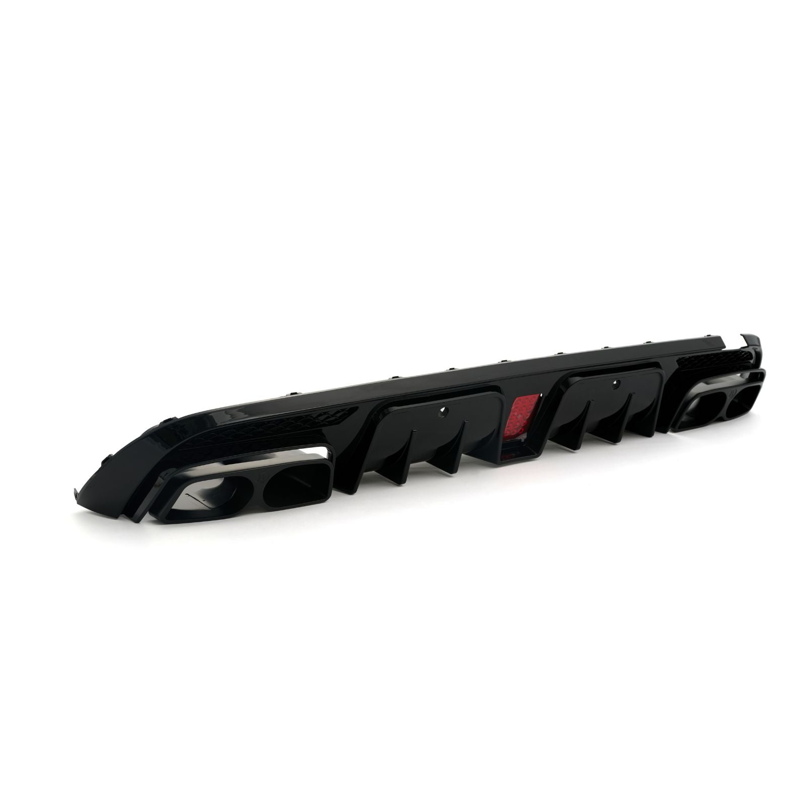 For 2015-2021 BENZ W205 C63 C43 Sedan B Style LED Bumper Diffuser & Blk Exhaust Tips