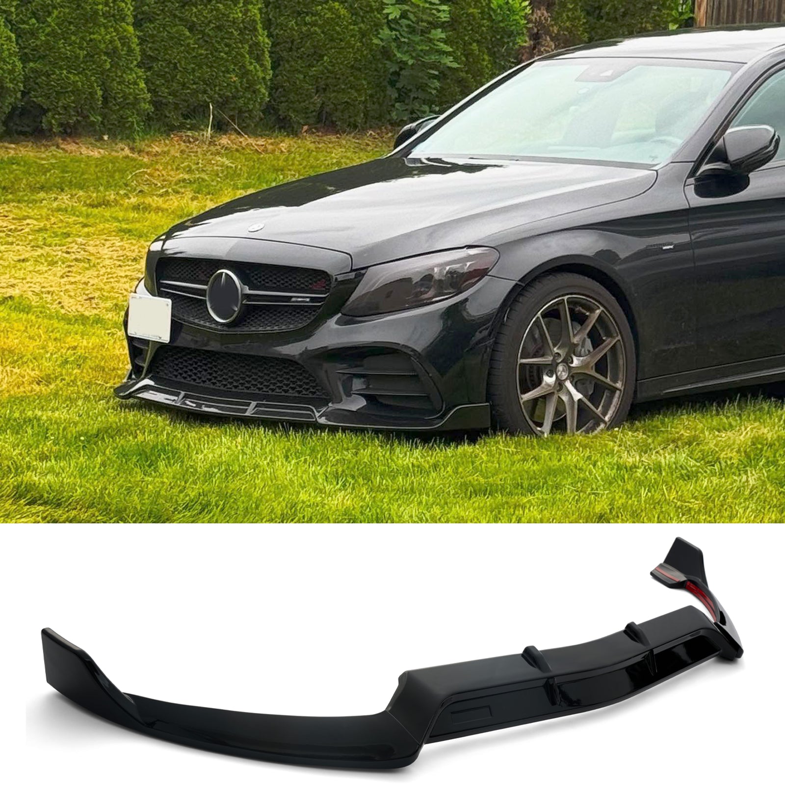 For 2015-2018 Mercedes Benz C300 C43 W205 AMG Sport 3pc Front Bumper Lip