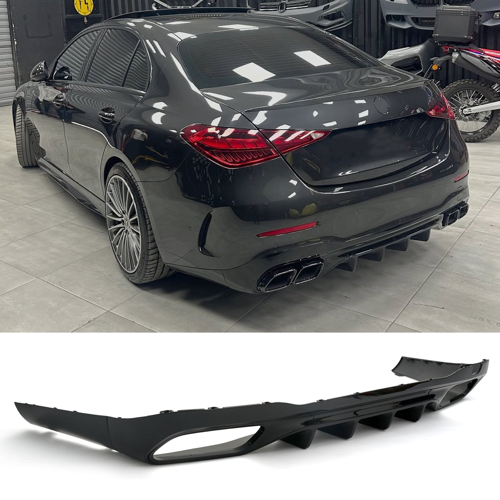 For 2022-2025 C300 C43 AMG W206 C63 Style Rear Diffuser