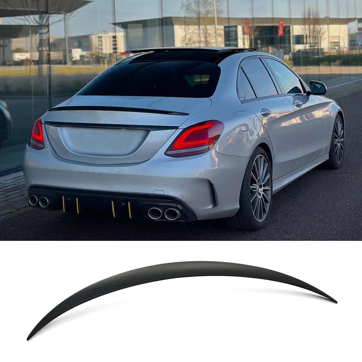 mercedes c class lip spoiler Carbon Fiber Trunk for 2008-14 C-Class + C63 AMG Coupe [W204] AMG Style MBTS0450 | Modbargains CF-J This trunk spoiler design measures at 2 5/8 wide Mercedes W205 GTX Carbon Fiber