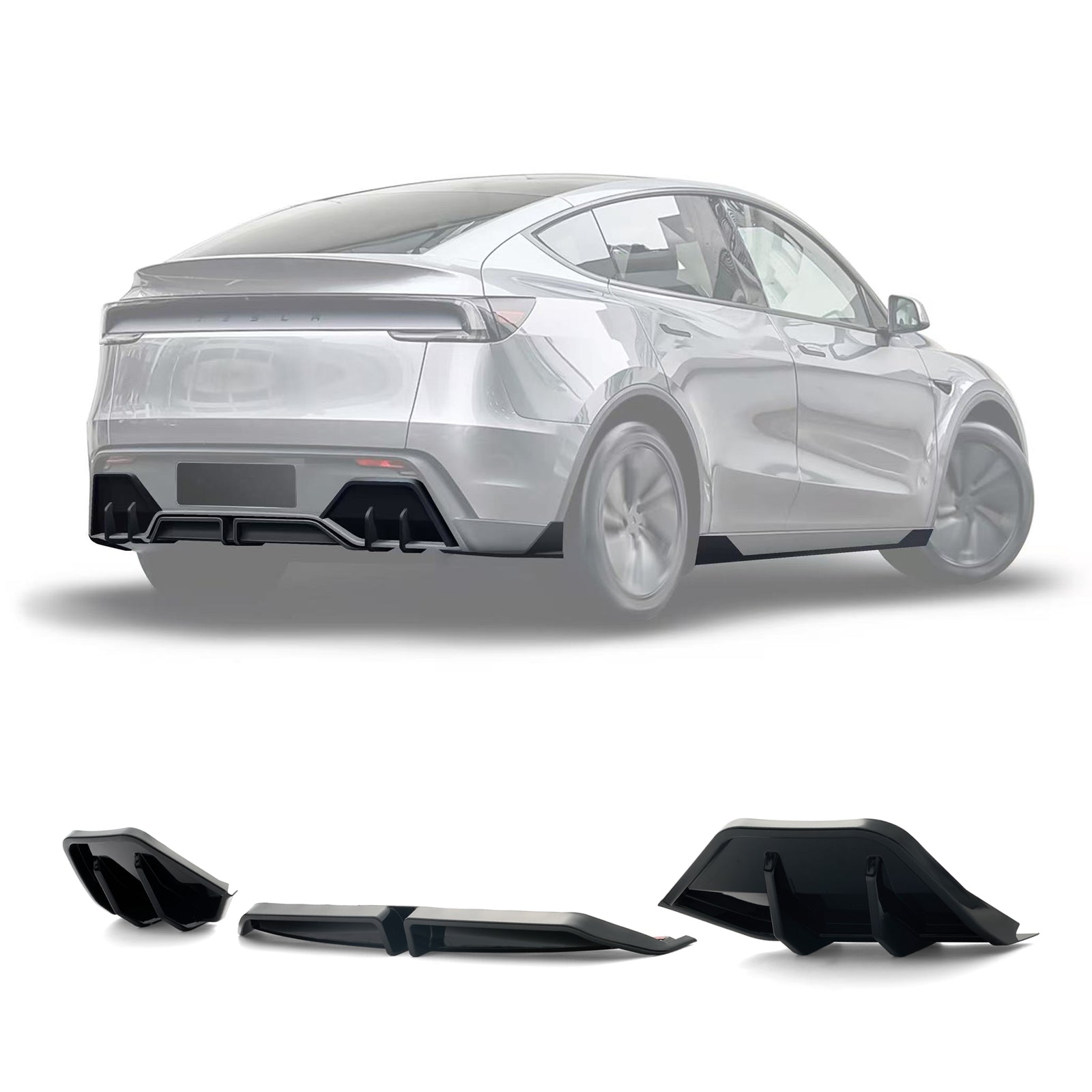 For 2025-2026 Tesla Model Y Juniper Shark Fin Rear Bumper Diffuser Kit