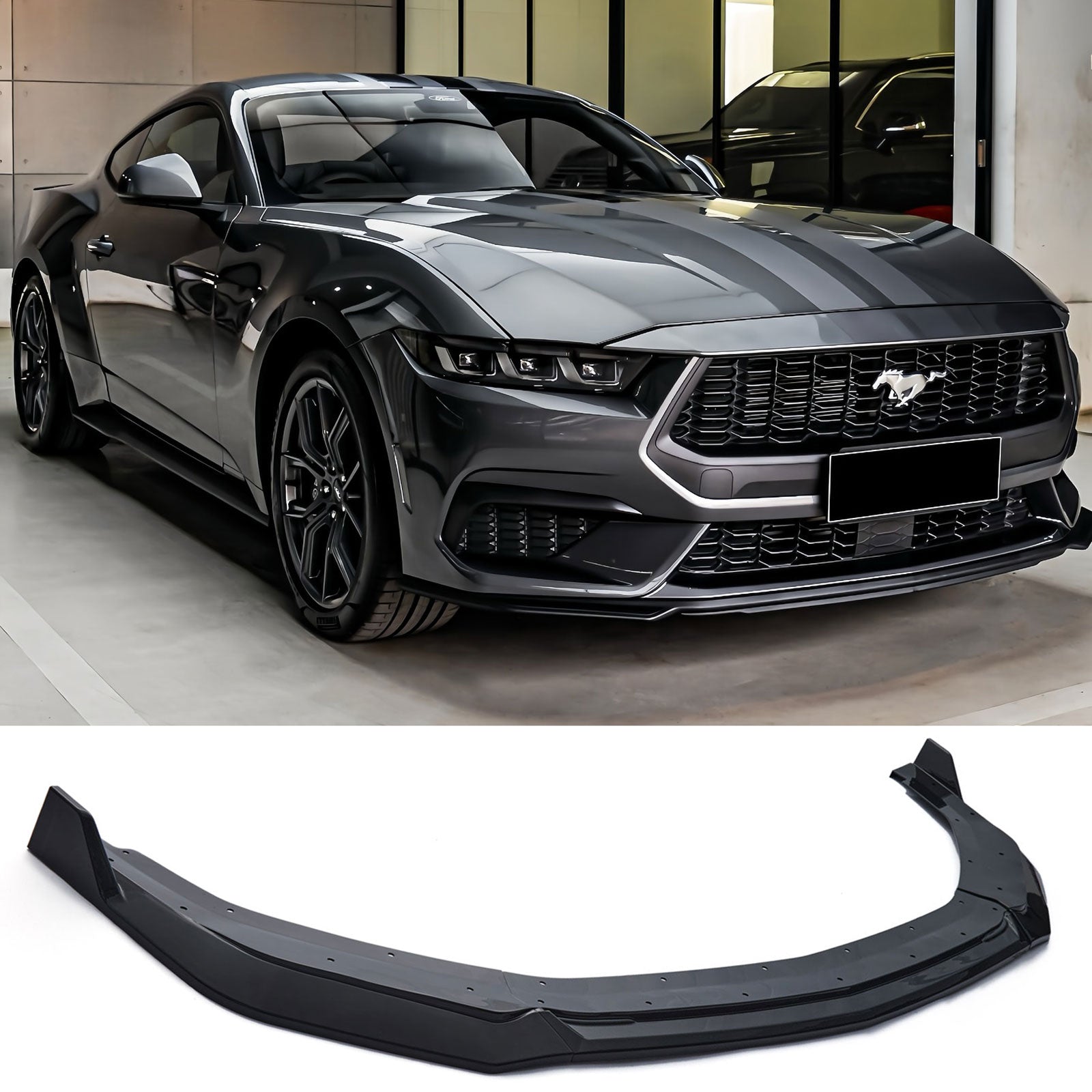 Front Bumper Lip Splitter For 24-25 Ford Mustang 3PCS EcoBoost GT