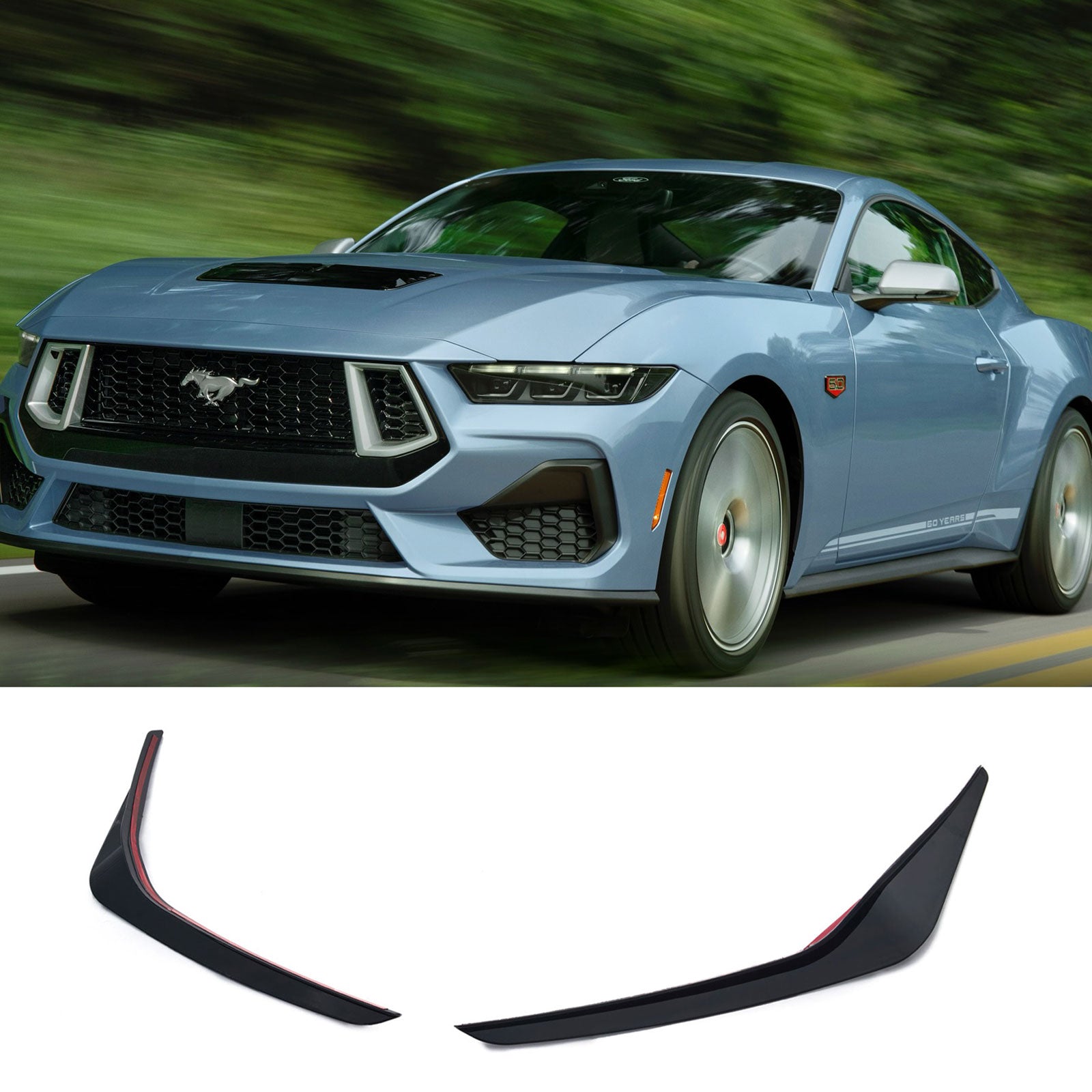 Front Bumper Fog Light Lamp Eyebrow Cover Trim For 24+ Ford Mustang GT