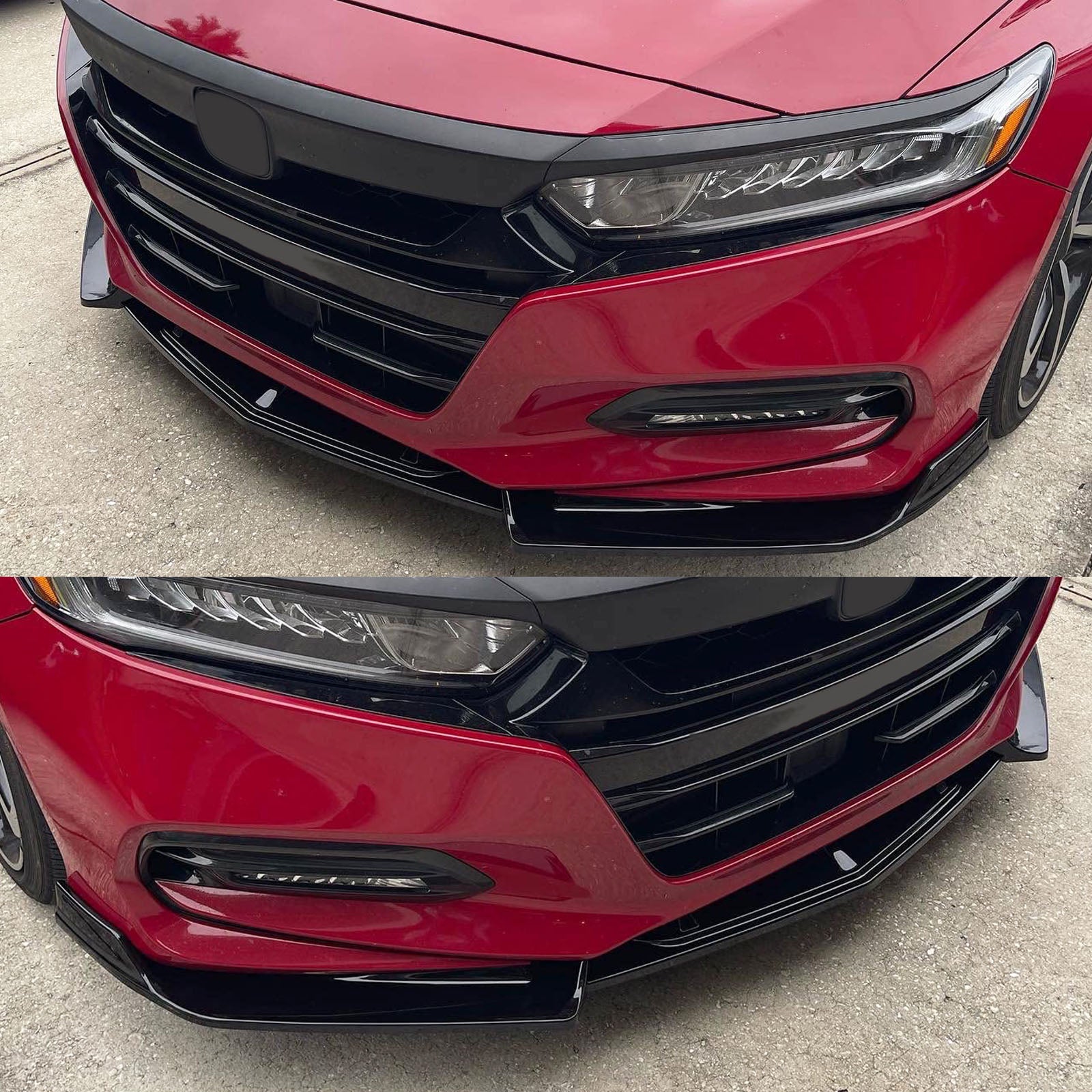 YF Style Front Bumper Lip Splitter Kit For 2018-2020 Honda Accord – San Marino Red, 3-Piece ABS, SSS