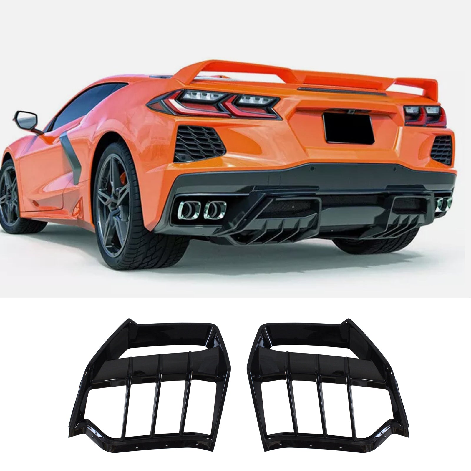 For Corvette C8 2020-2025 Rear Bumper Fin Diffuser