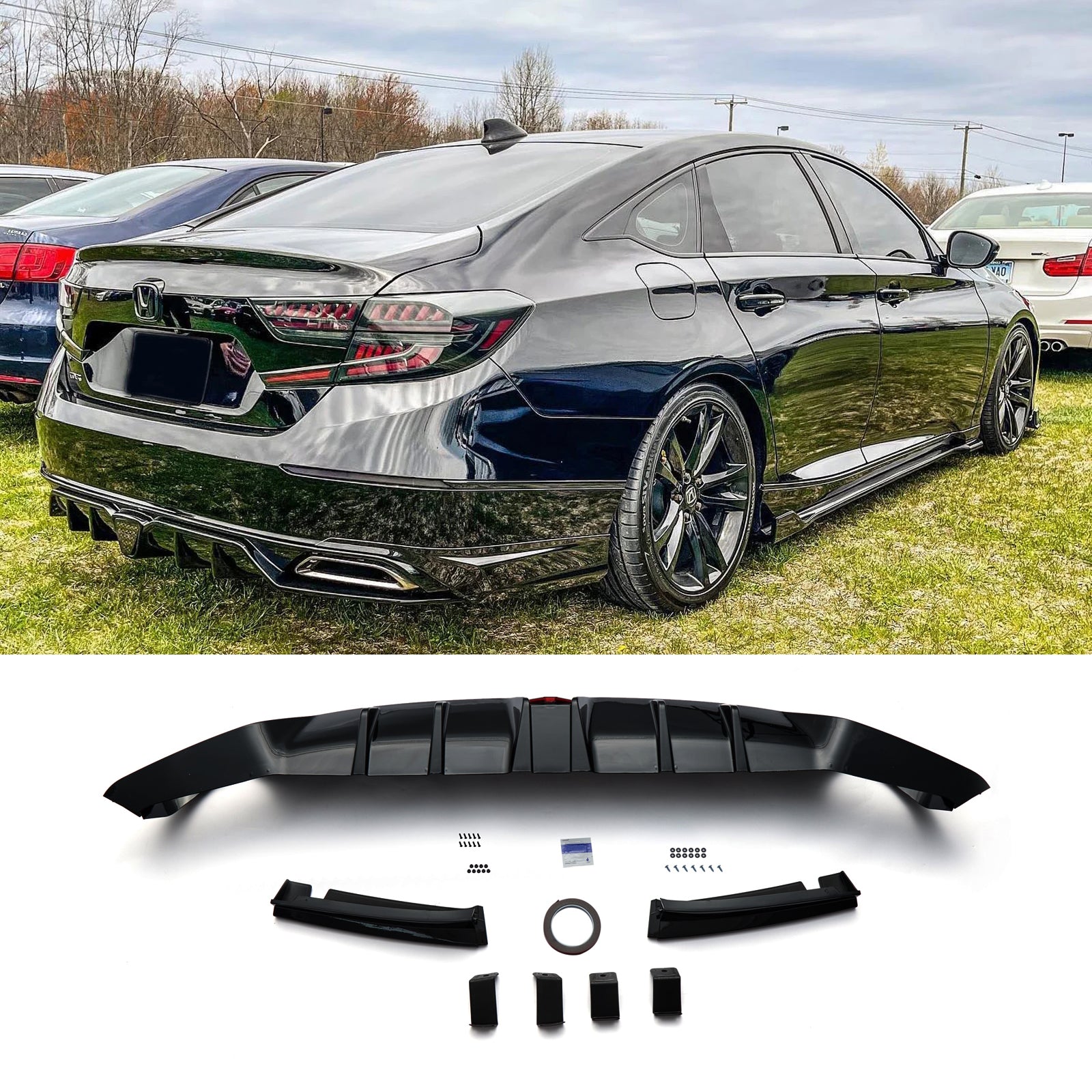 W2 Upgrade Rear Bumper Diffuser For 2018-2022 Accord W/LED