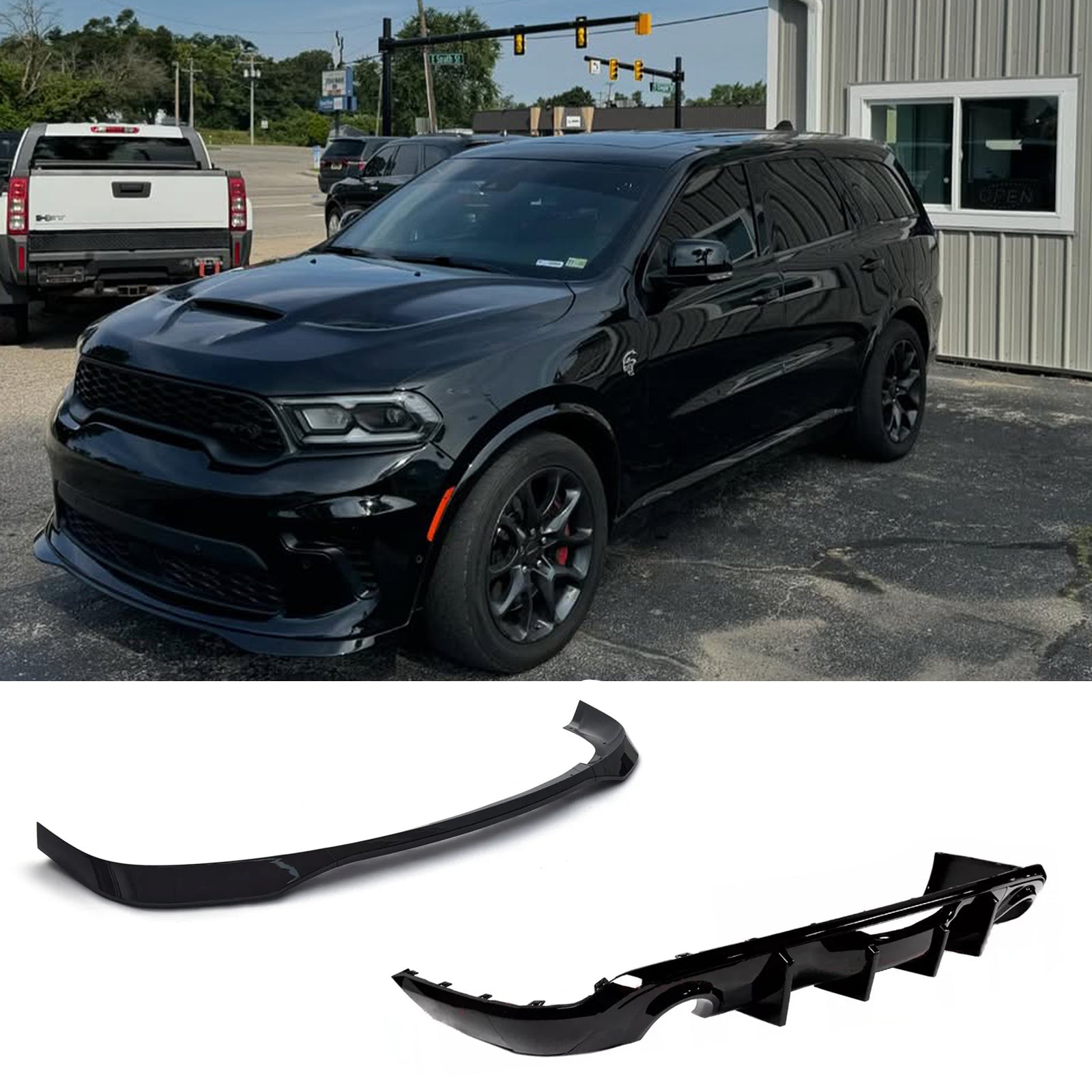 For 21-24 Dodge Durango Front Bumper Lip & Rear Diffuser