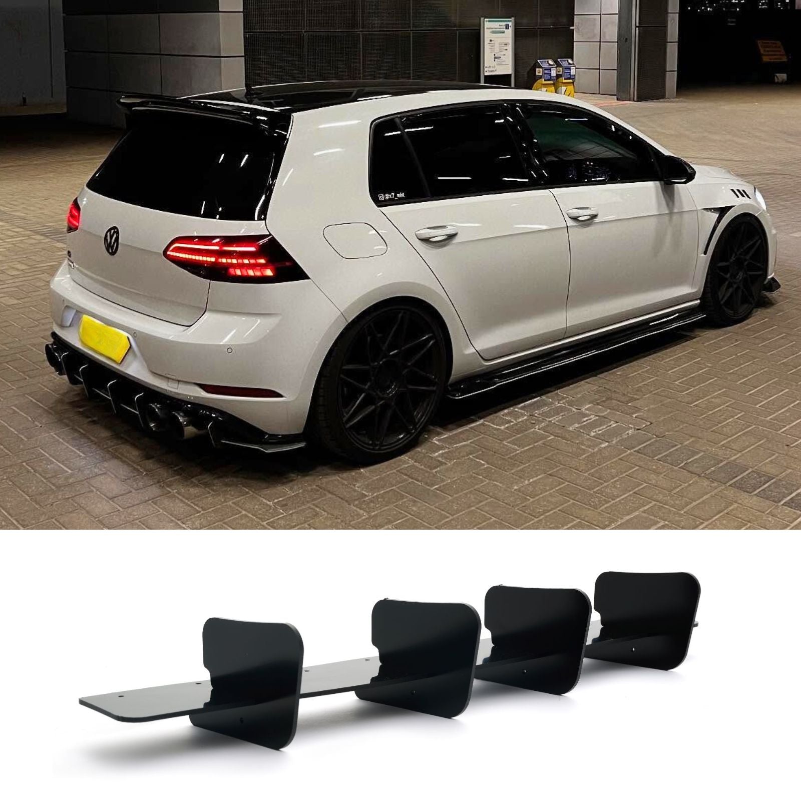 For 2018-2021 Golf MK7.5 GTI Rear Bumper Diffuser Lip 4 Shark Fins Spoiler Splitter