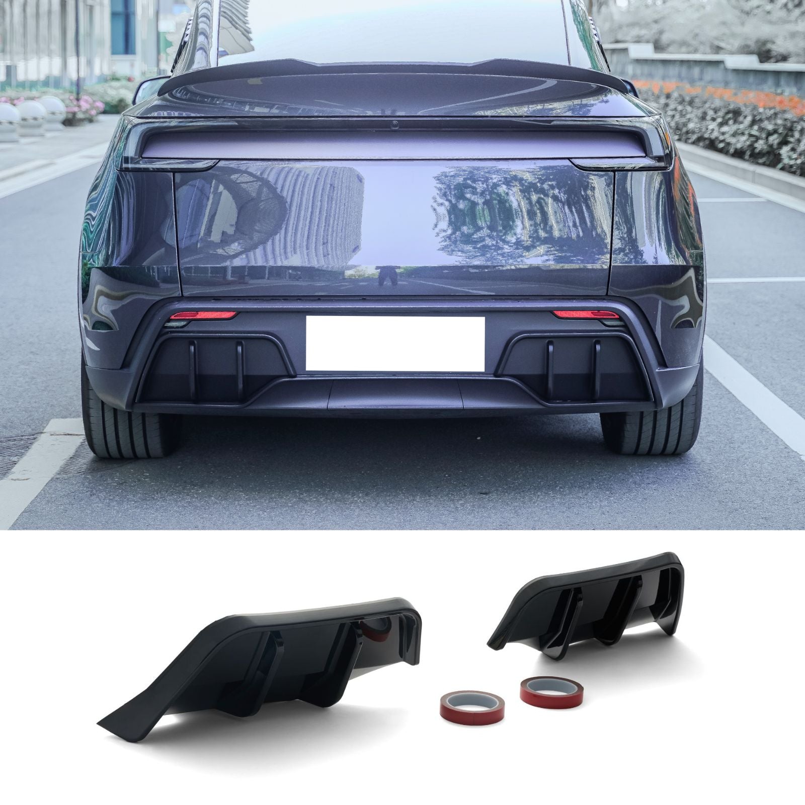 For 2025-26 Tesla Model Y Juniper Shark Fin Rear Bumper Diffuser Kit